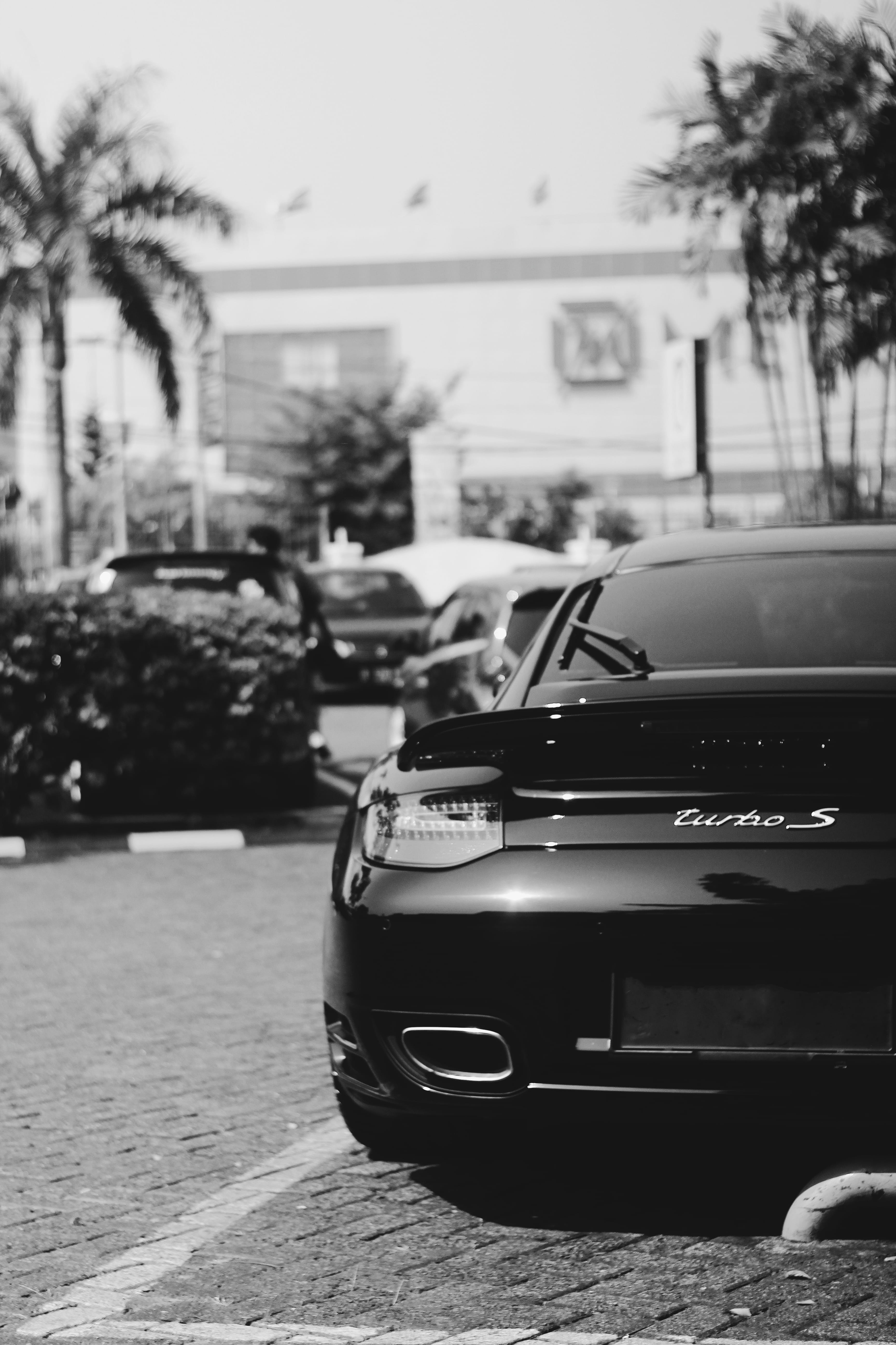 built structure, cars, porsche turbo s, porsche, day, transportation, selective focus, motor vehicle, outdoors, focus on foreground, street, incidental people, Phone HD Wallpaper