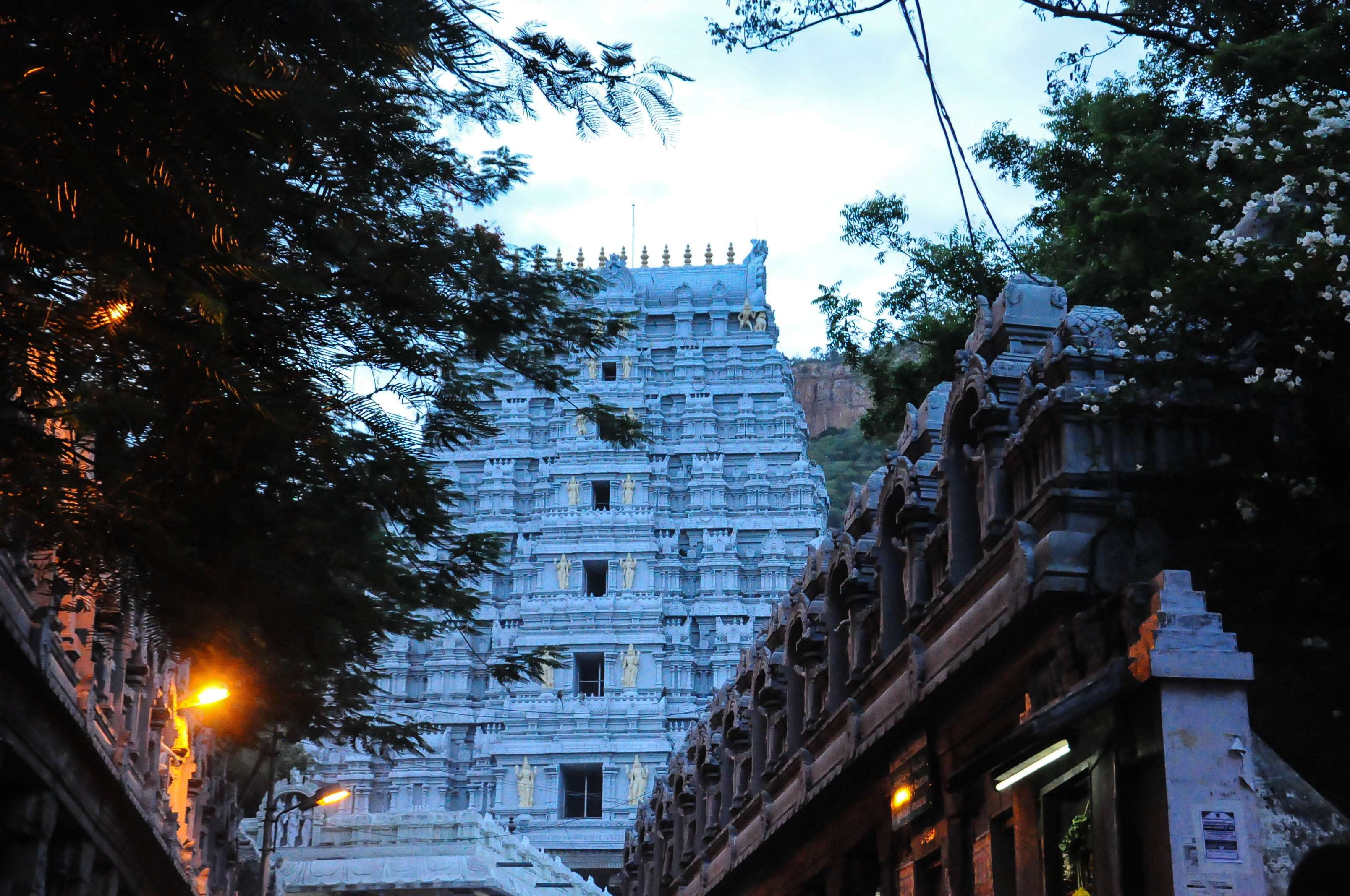 belief, city, building exterior, sky, nature, residential district, spirituality, built structure, street, 2K, low angle view, religion, temple of thirupathi my lucky snap, HD Wallpaper