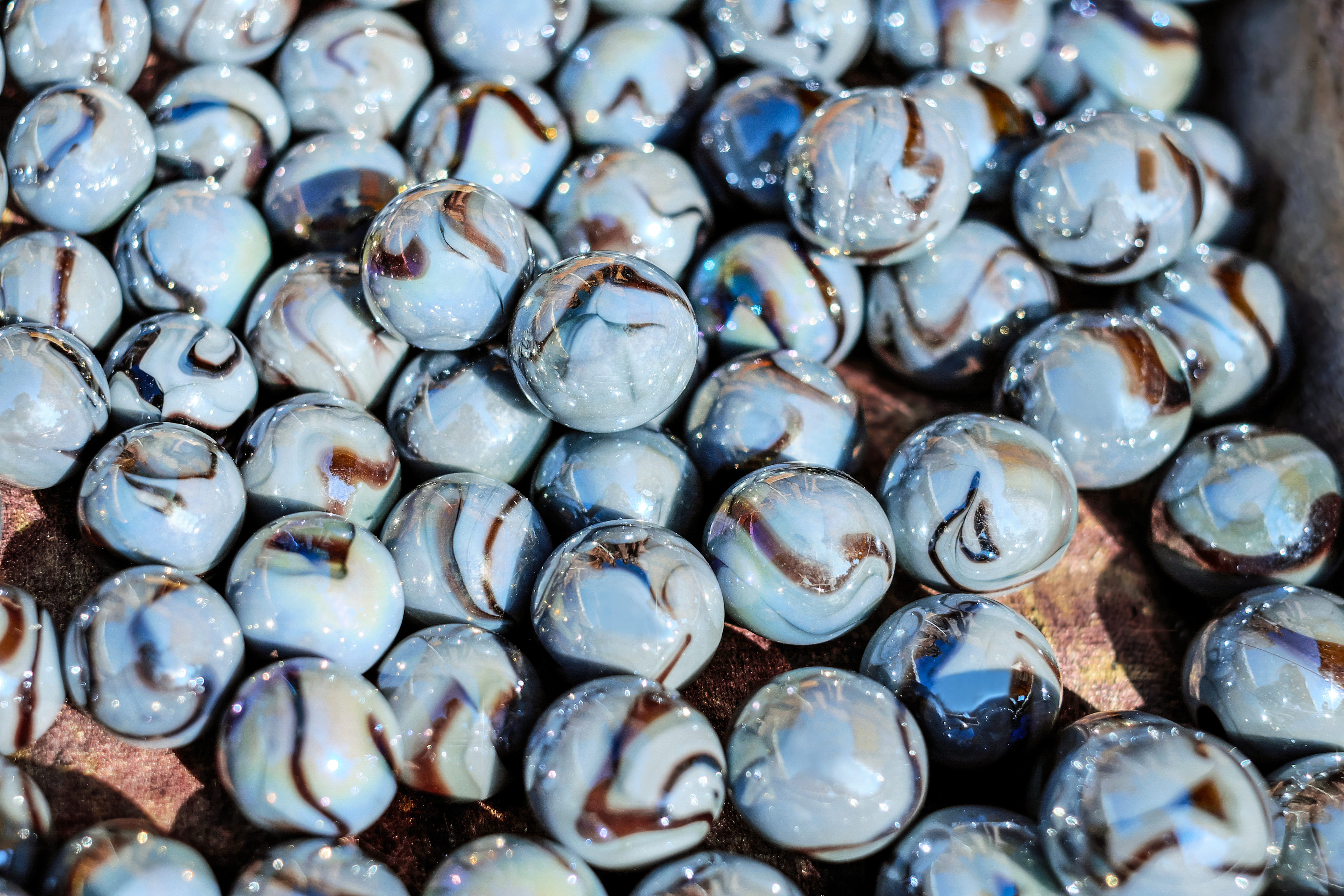 colorful, no people, white, full frame, high angle view, marbles, food and drink, seafood, still life, day, selective focus, personal accessory, glass marbles, HD Wallpaper