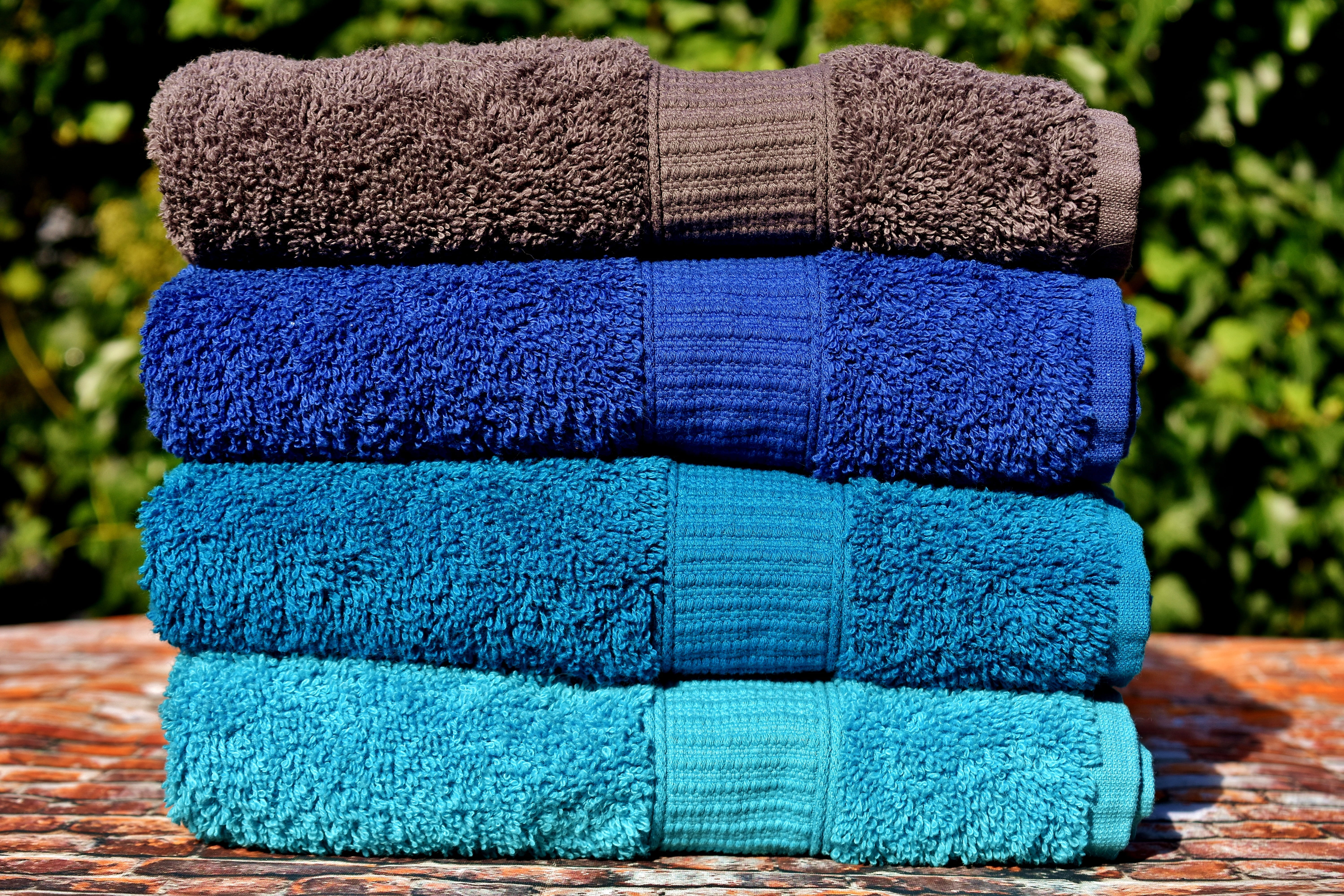 abundance, color, bad, towel, blautöne, colorful, fabric, pattern, focus on foreground, stack, wool, textured, material, man made, art and craft, turquoise, HD Wallpaper