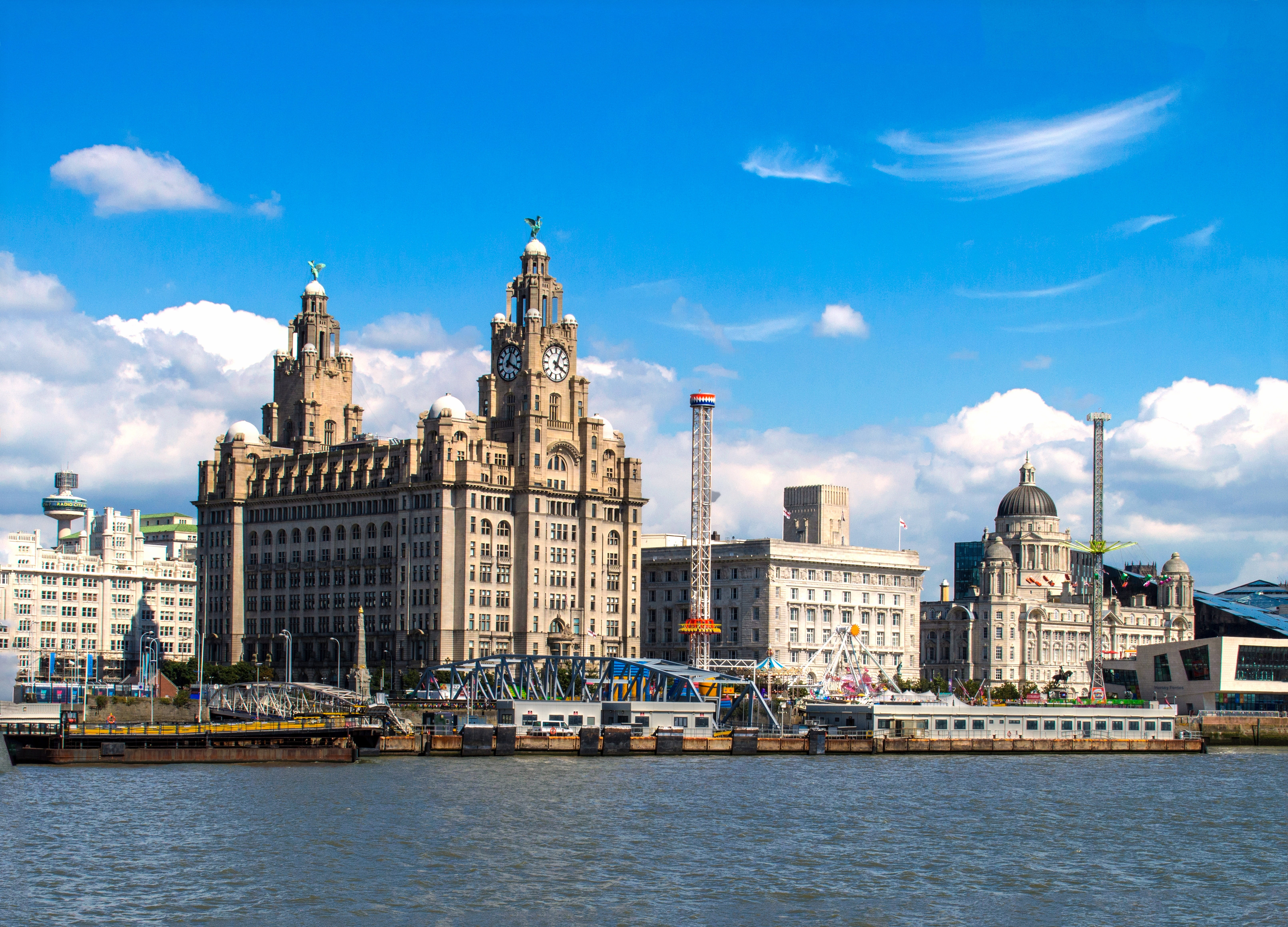 liverpool, city, merseyside, waterfront, cloud - sky, outdoors, water, nautical vessel, no people, landmark, transportation, body, tower, building exterior, HD Wallpaper