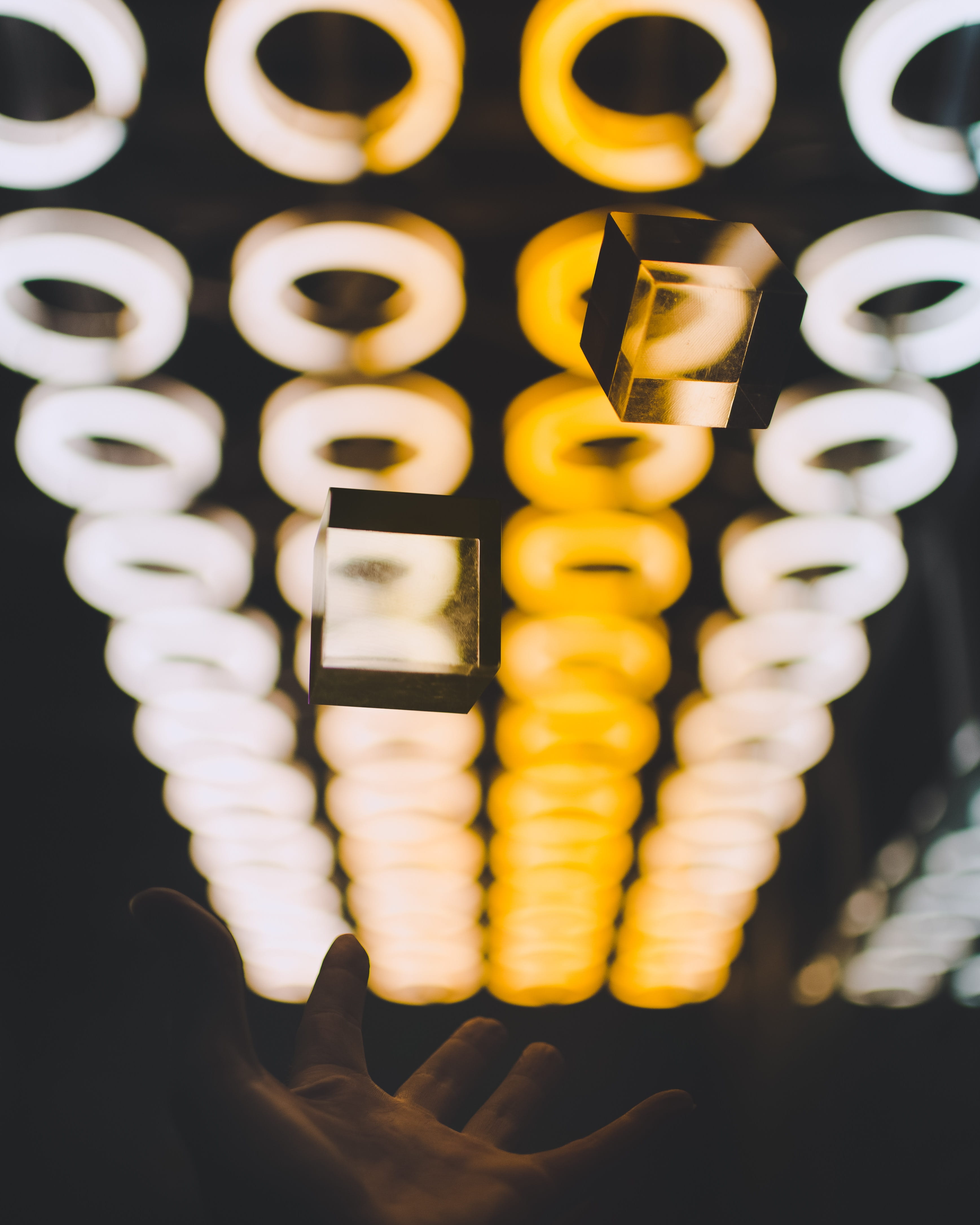 communication, cubes, two, in a row, connection, party, shapes, light - natural phenomenon, type, indoors, lights, hand, floating, throw, electrical equipment, Phone HD Wallpaper
