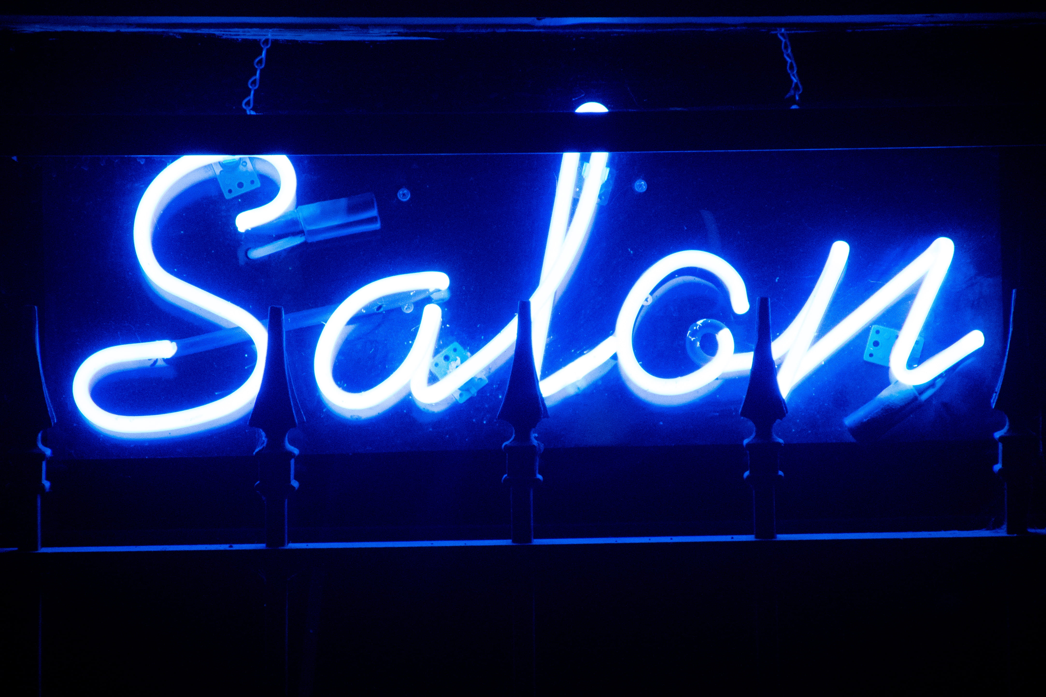 black background, graphic, signage, sign, neon colored, 4K, glowing, blue, architecture, illustration, no people, bar - drink establishment, symbol, display, HD Wallpaper