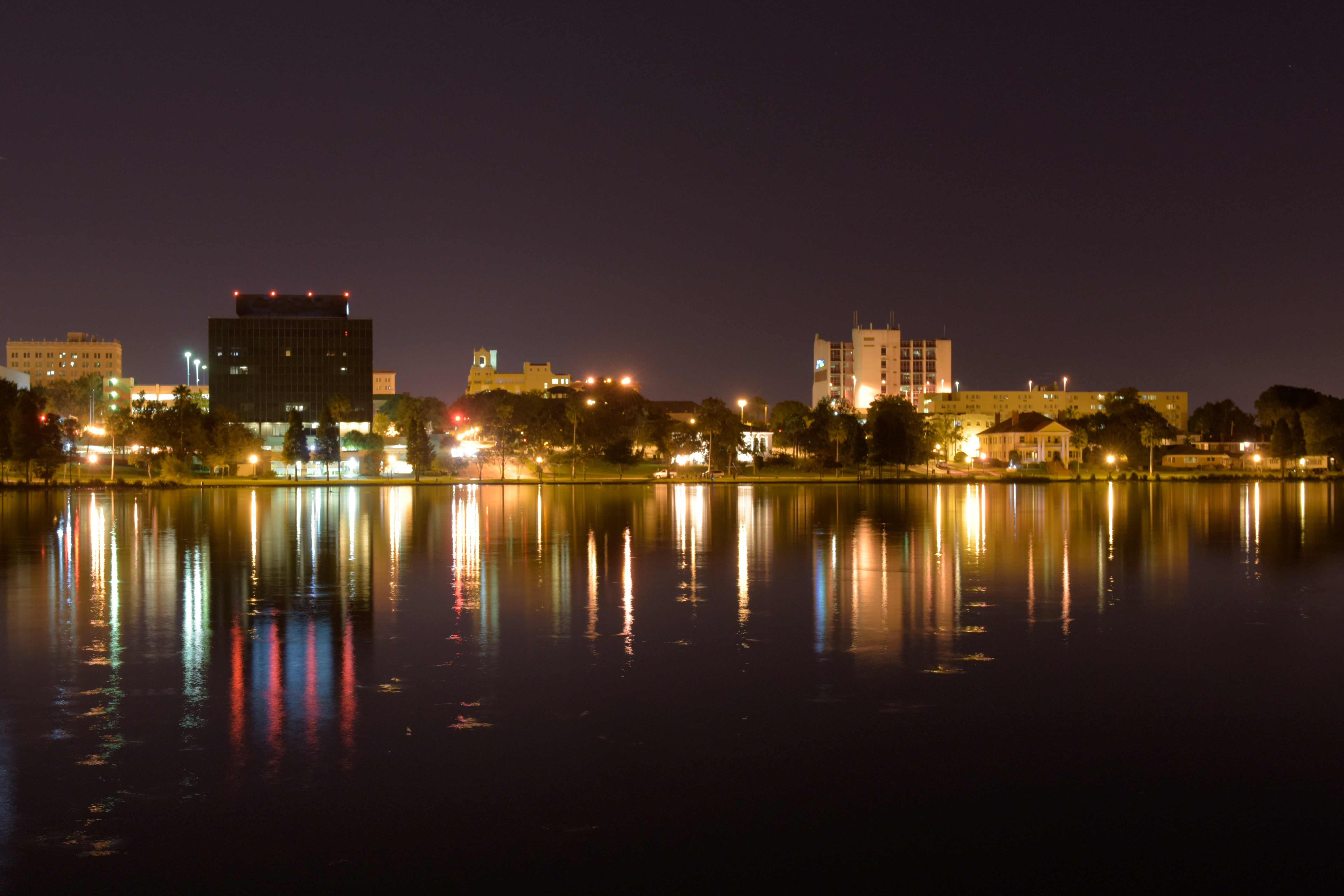 nature, florida, building, light - natural phenomenon, 5K, night, outdoors, city, city lights, architecture, reflection, illuminated, building exterior, HD Wallpaper