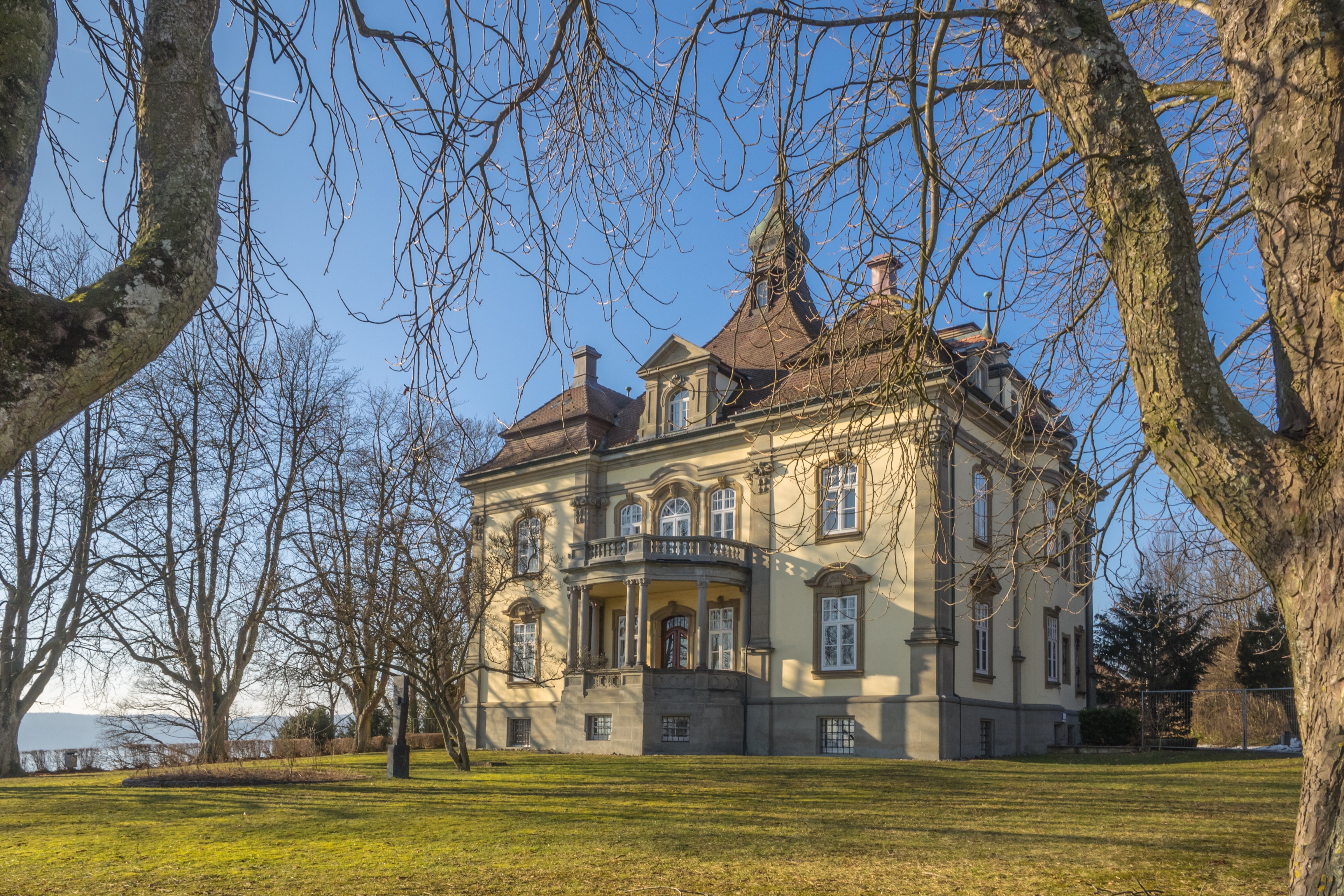 sky, grass, rough stone, day, avenue, summer, built structure, outdoors, bare tree, lawn, trunk, belief, garden, romantic, white, castle, lake constance, HD Wallpaper