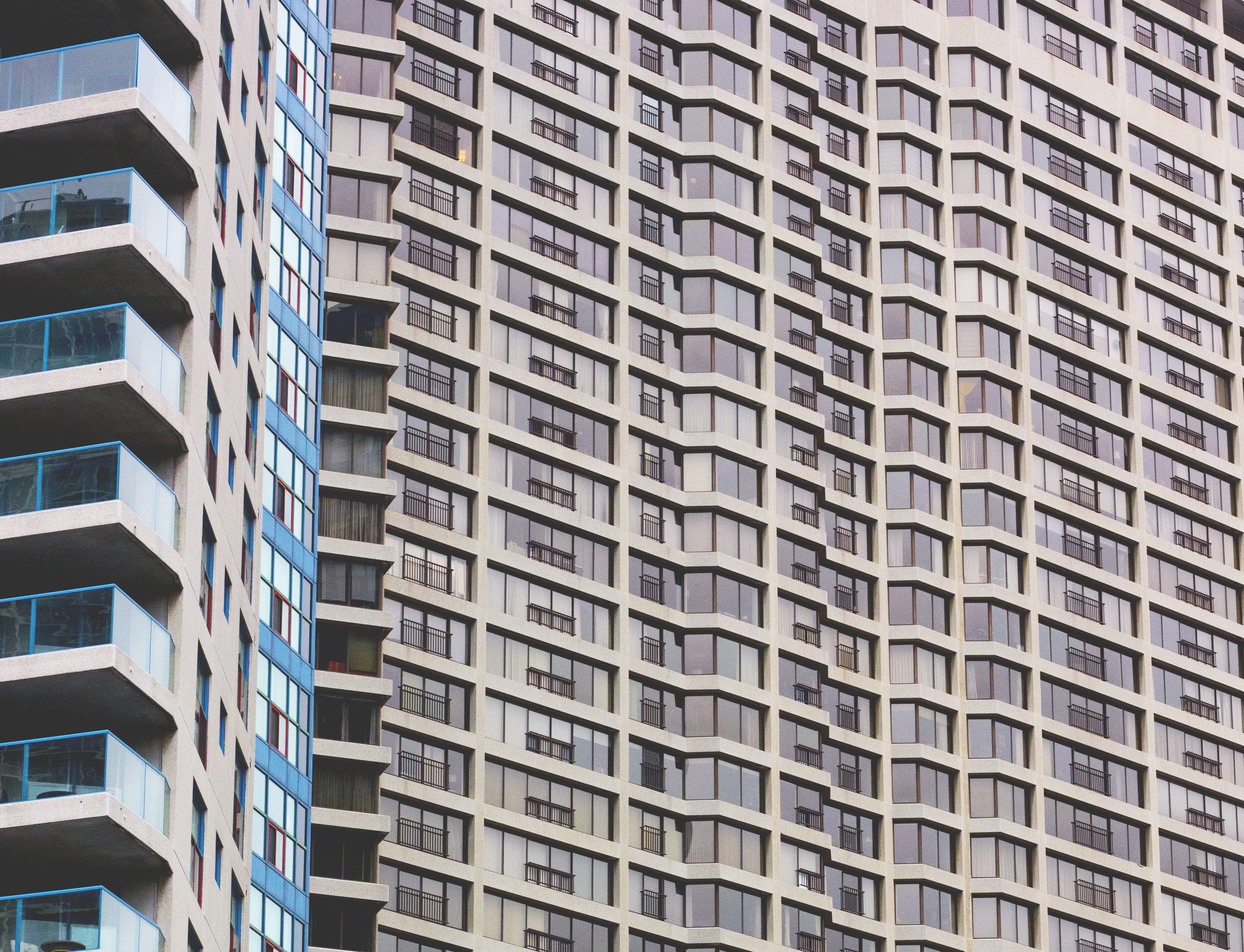city, town, tall - high, pattern, housing, high, low angle view, architecture, facade, apartment building, full frame, no people, apartment, tower, skyscraper, HD Wallpaper