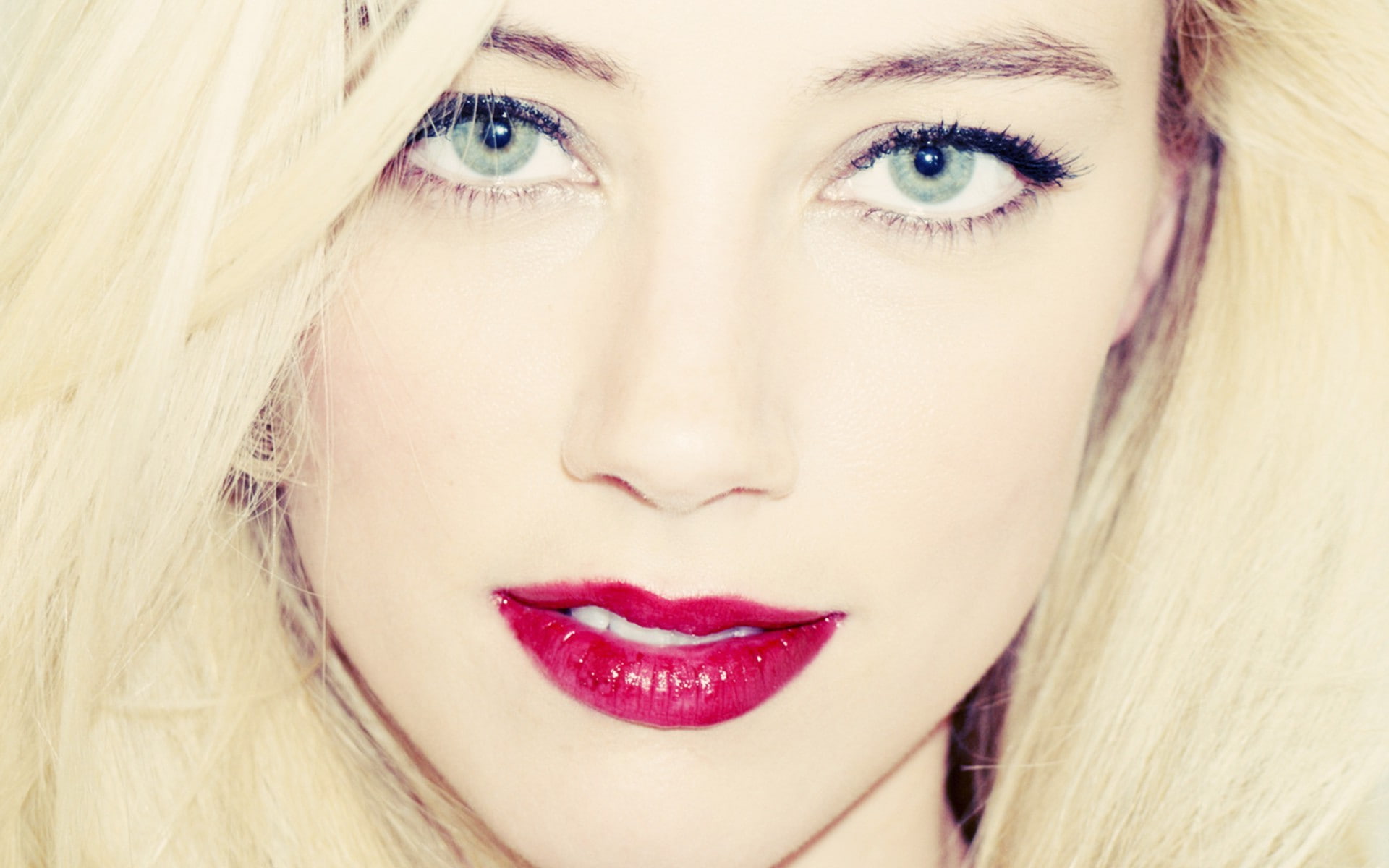 eyebrow, looking at camera, women, adult, young women, Amber Heard, lipstick, human face, beauty, human lips, face, human body part, one person, close-up, HD Wallpaper