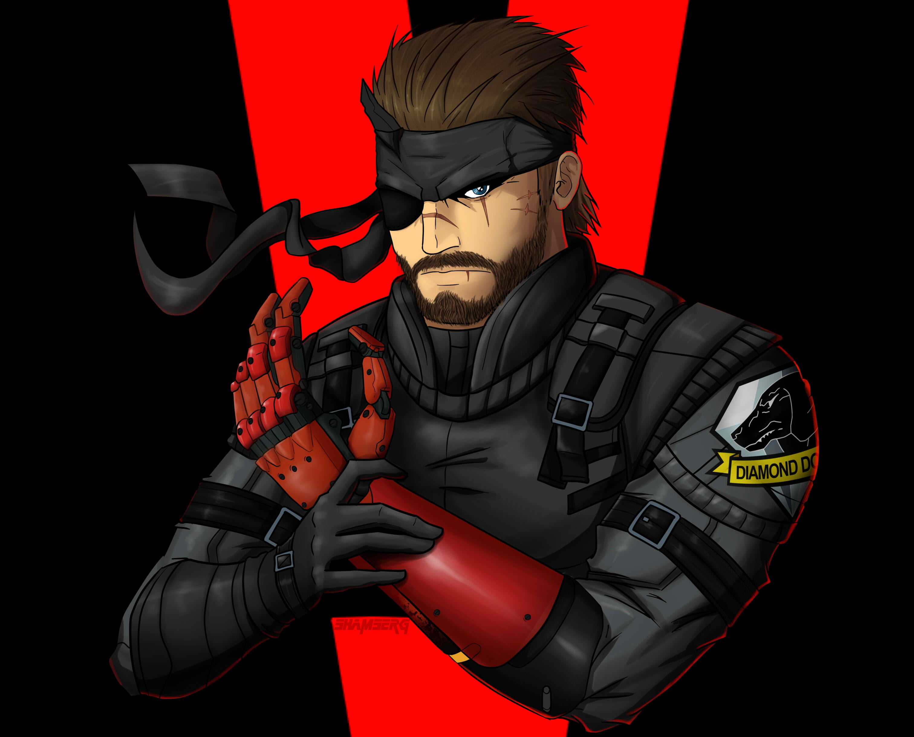 computer Graphic, characters, illustration, adult, dog, the phantom pain, power, aggression, one person, security, males, black Color, diamond, social issues, HD Wallpaper
