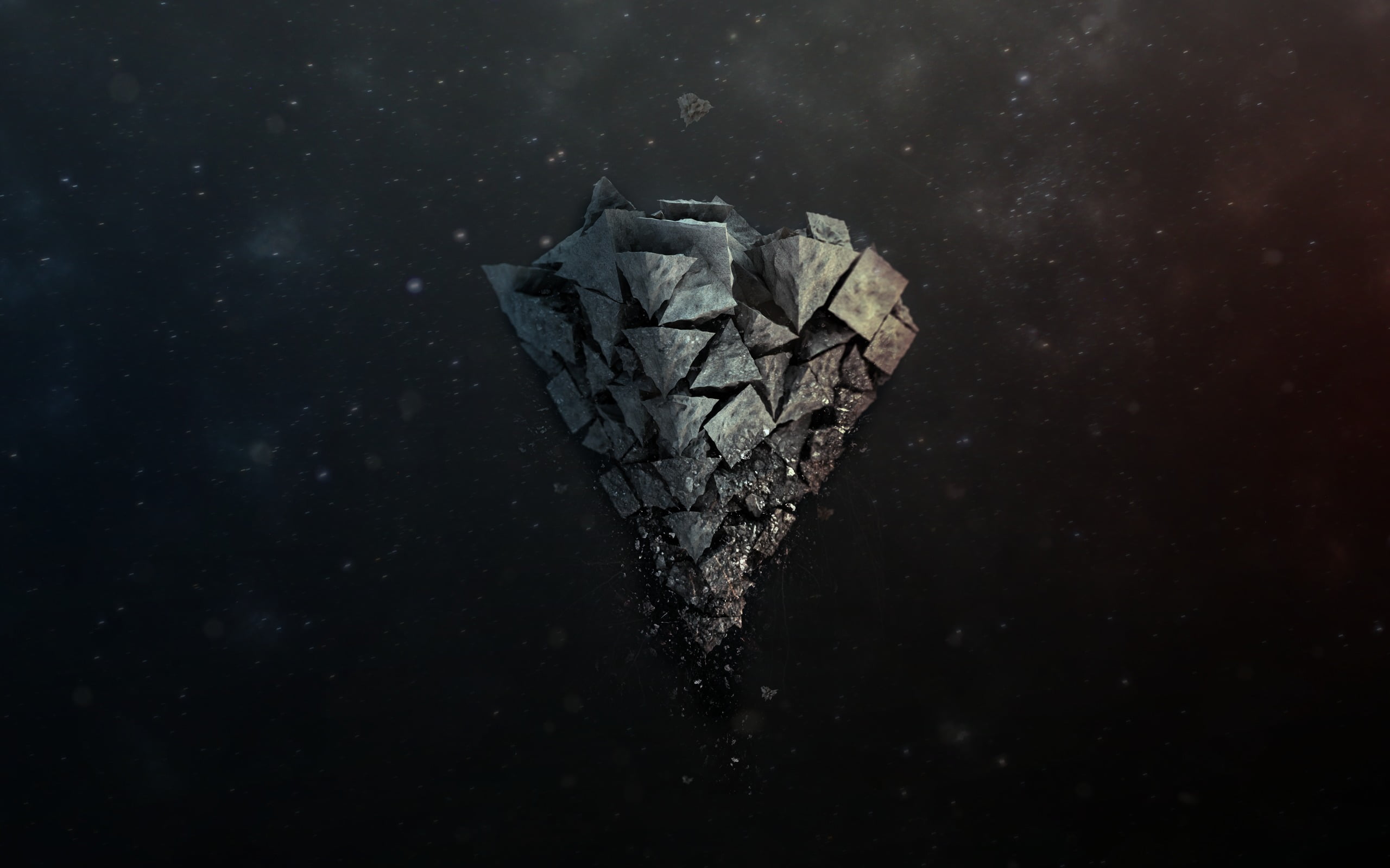 still life, single object, crumpled, triangle, paper, digital, nature, night, dark, sky, studio shot, digital art, black color, indoors, copy space, rock, HD Wallpaper