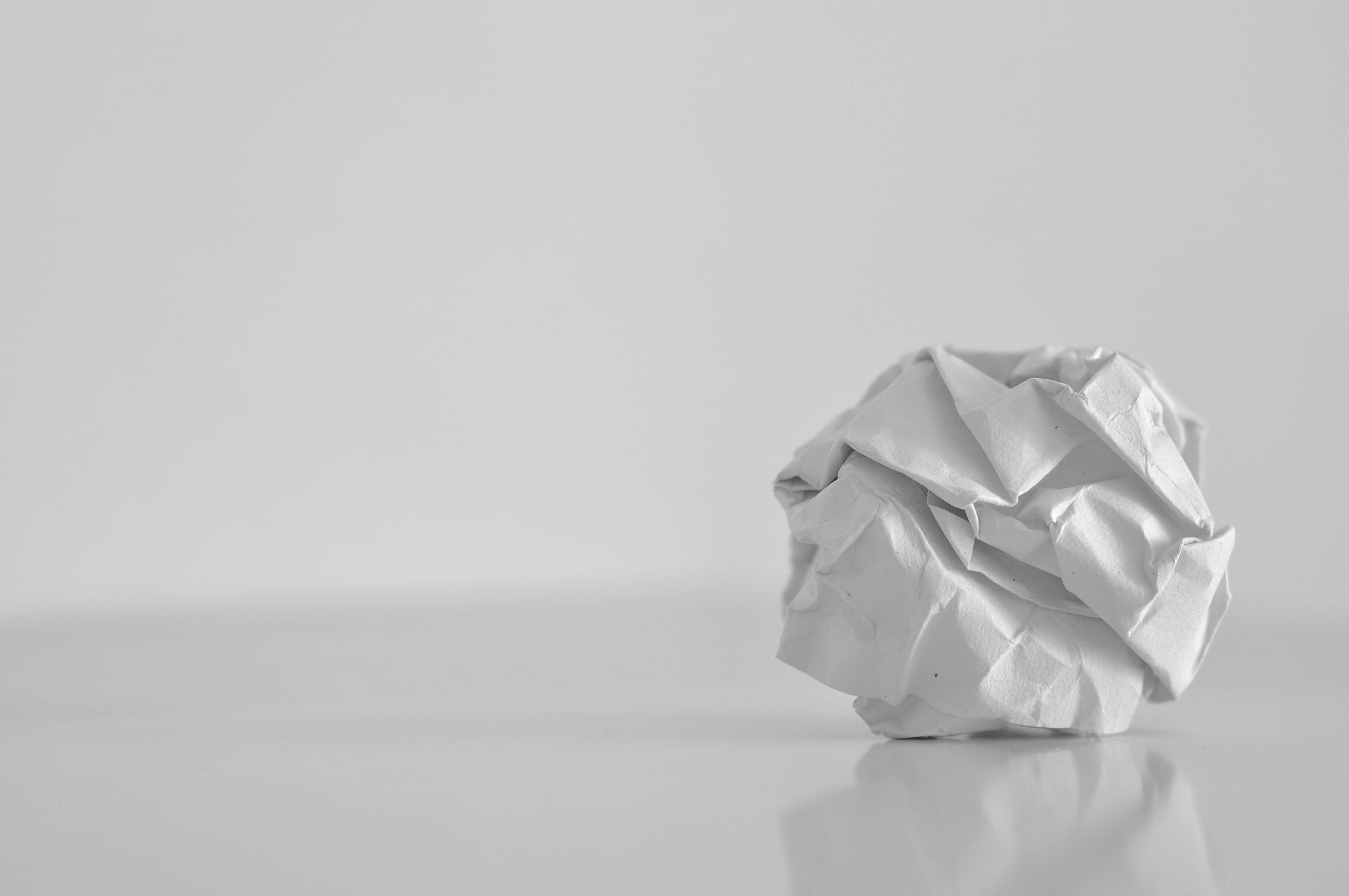 single object, emotion, gray, no people, garbage, selective, simplicity, crumpled paper, negative emotion, photography, gray background, frustration, paper, HD Wallpaper