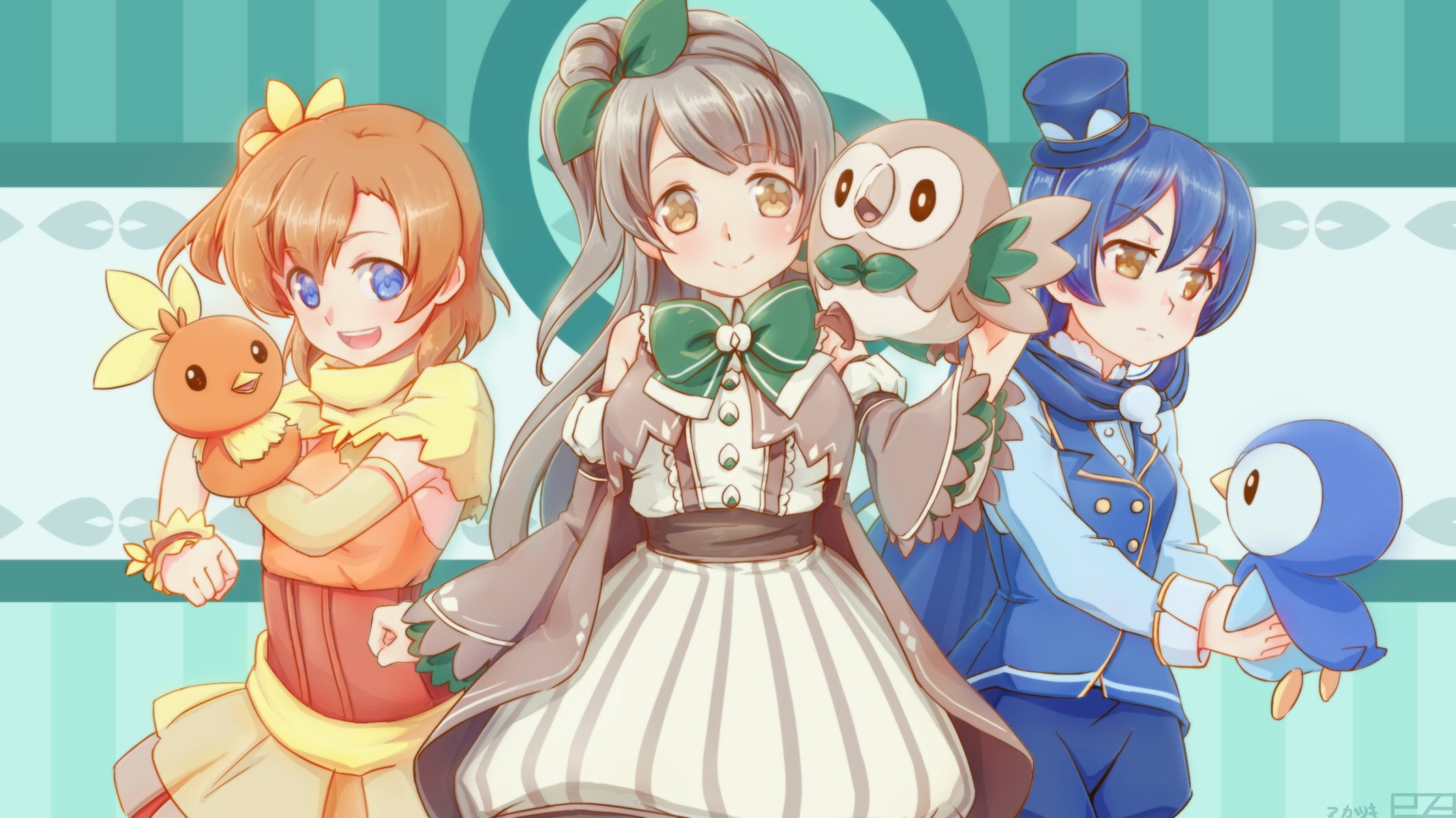 1080P, love, pokemon, school, honoka, kotori, rowlet, project, crossover, sonoda, torchic, 273akatsuki, umi, kousaka, cosplay, idol, minami, live!, piplup, HD Wallpaper