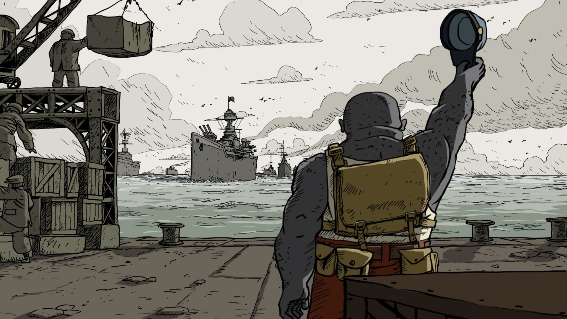 art and craft, outdoors, winter, building exterior, lifestyles, building, rear view, warm clothing, nature, day, valiant hearts the great war, 1080P, sky, HD Wallpaper