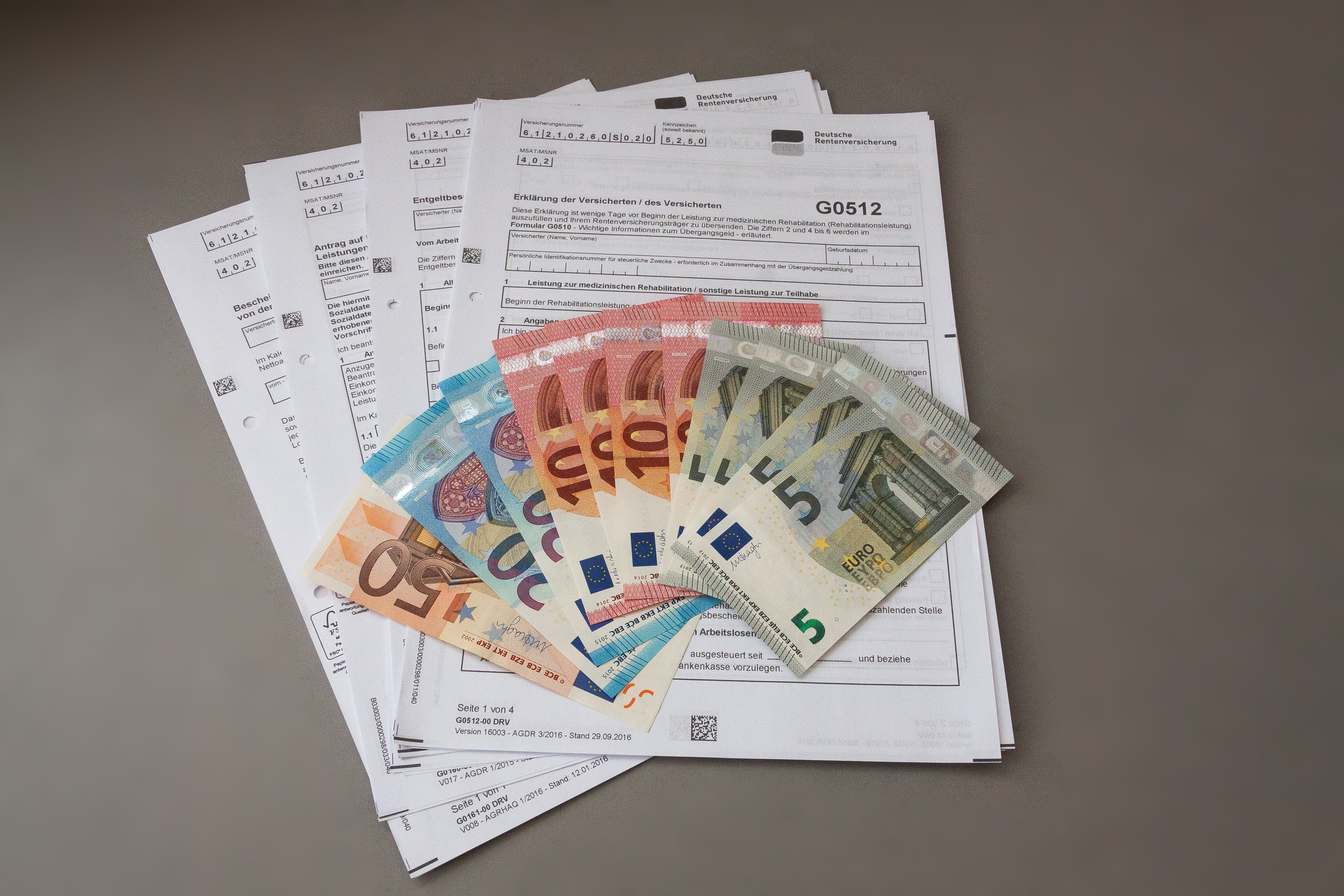 rehabilitation, currency, form, no people, large group of objects, close-up, support, paper Currency, text, 4K, co-payment, directly above, pension insurance, HD Wallpaper
