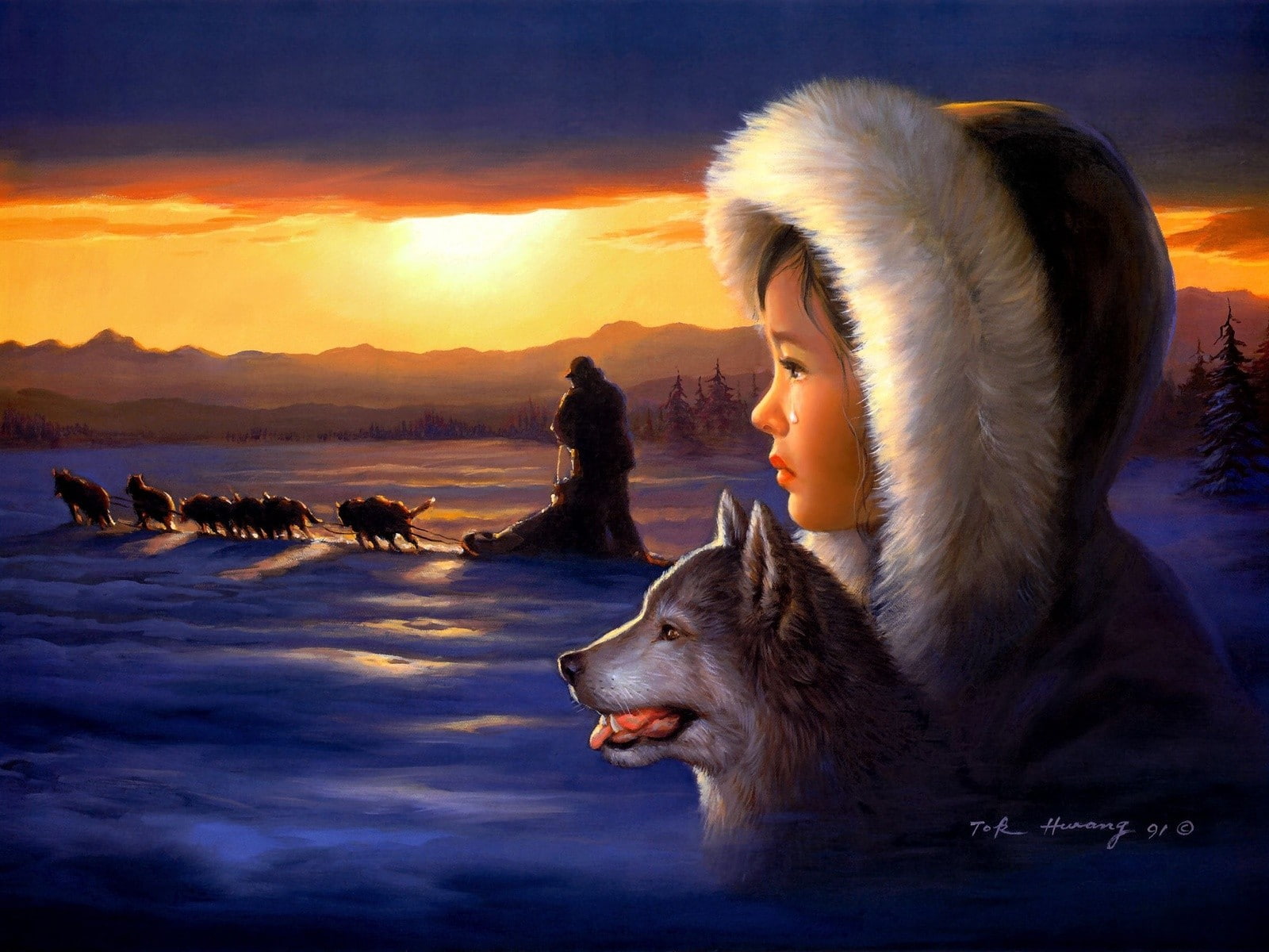 water, domestic, dog, sunset, vertebrate, beauty in nature, people, real people, sea, domestic animals, children, canine, 720P, sky, nature, pets, outdoors, HD Wallpaper