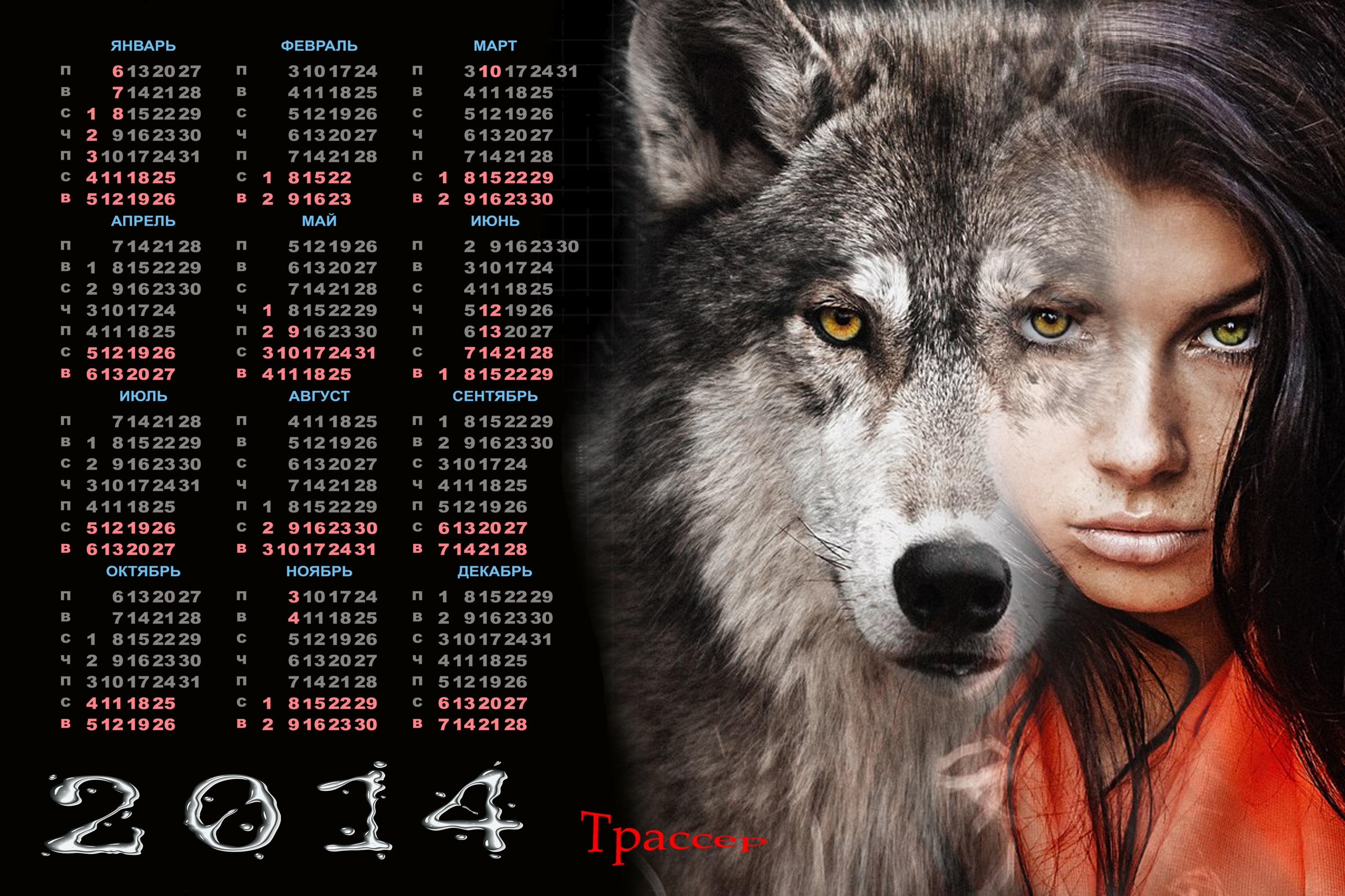 2K, wolf, calendar, lone, 2014, HD Wallpaper
