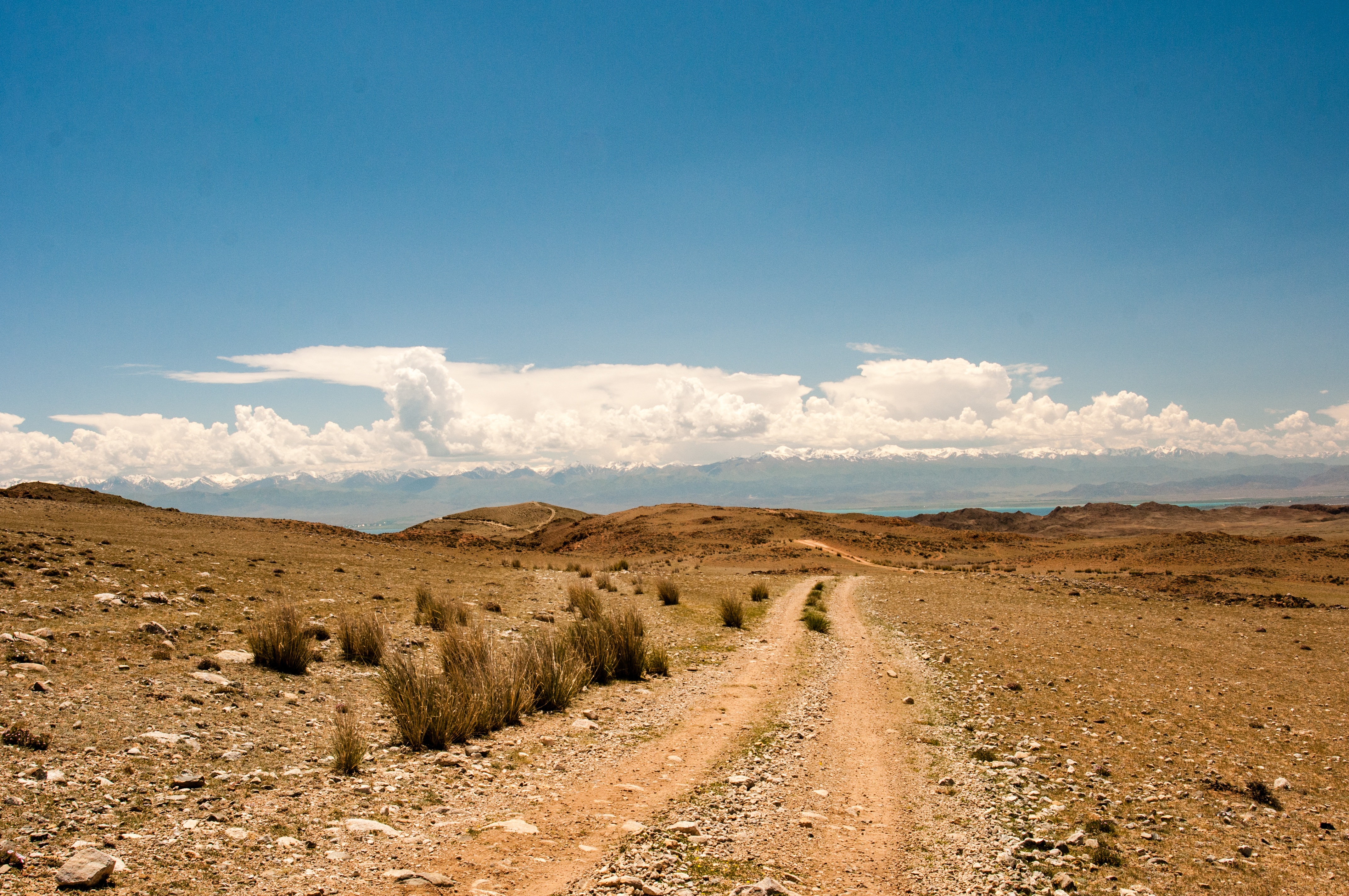 blue sky, cloud - sky, 4K, clouds, semi-arid, desert, mountain range, no people, mountain, scenics - nature, remote, dahl, sky, journey, tranquil scene, HD Wallpaper