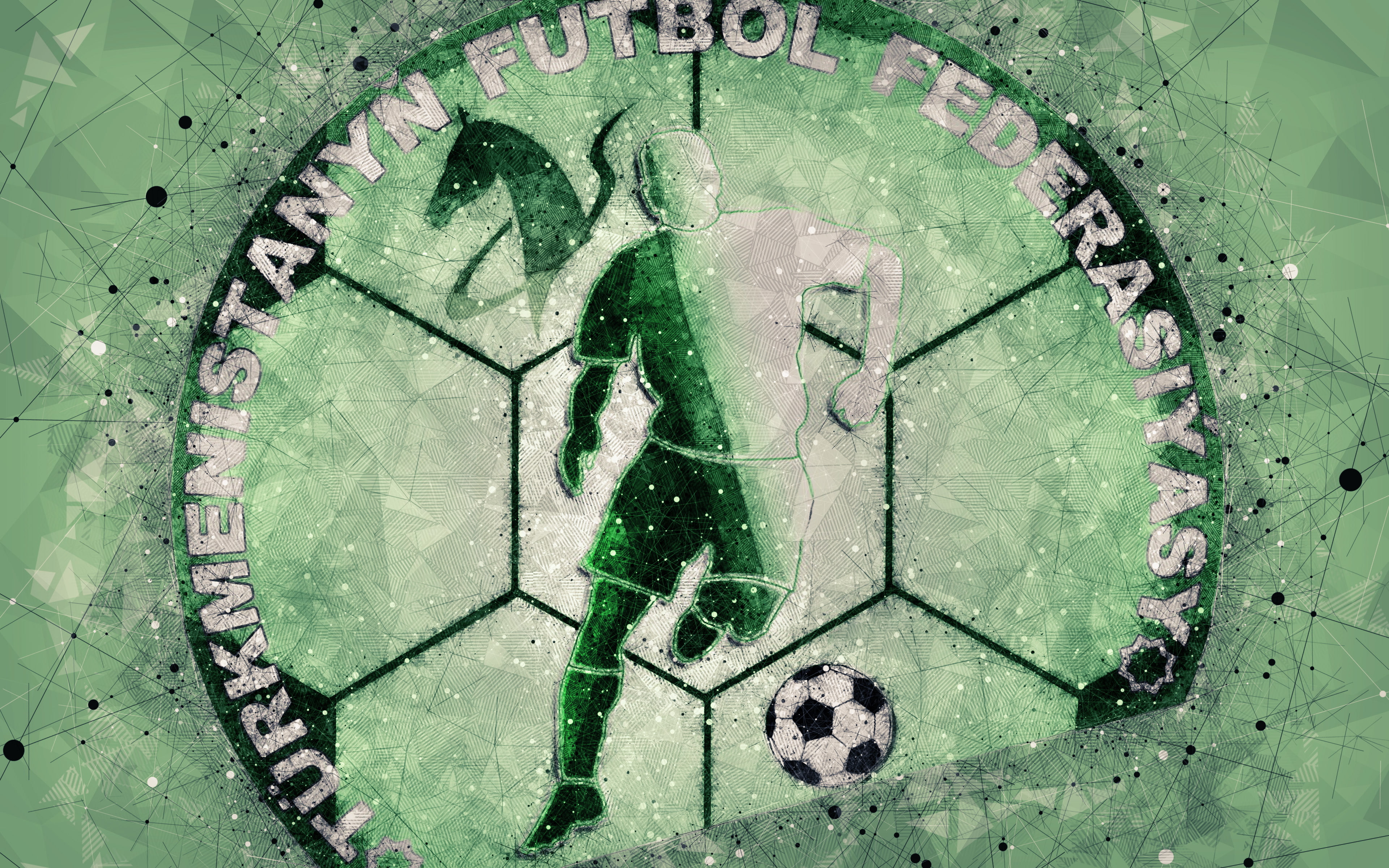 Turkmenistan, 4K, Turkmenistan National Football Team, Soccer, Emblem, Logo, HD Wallpaper