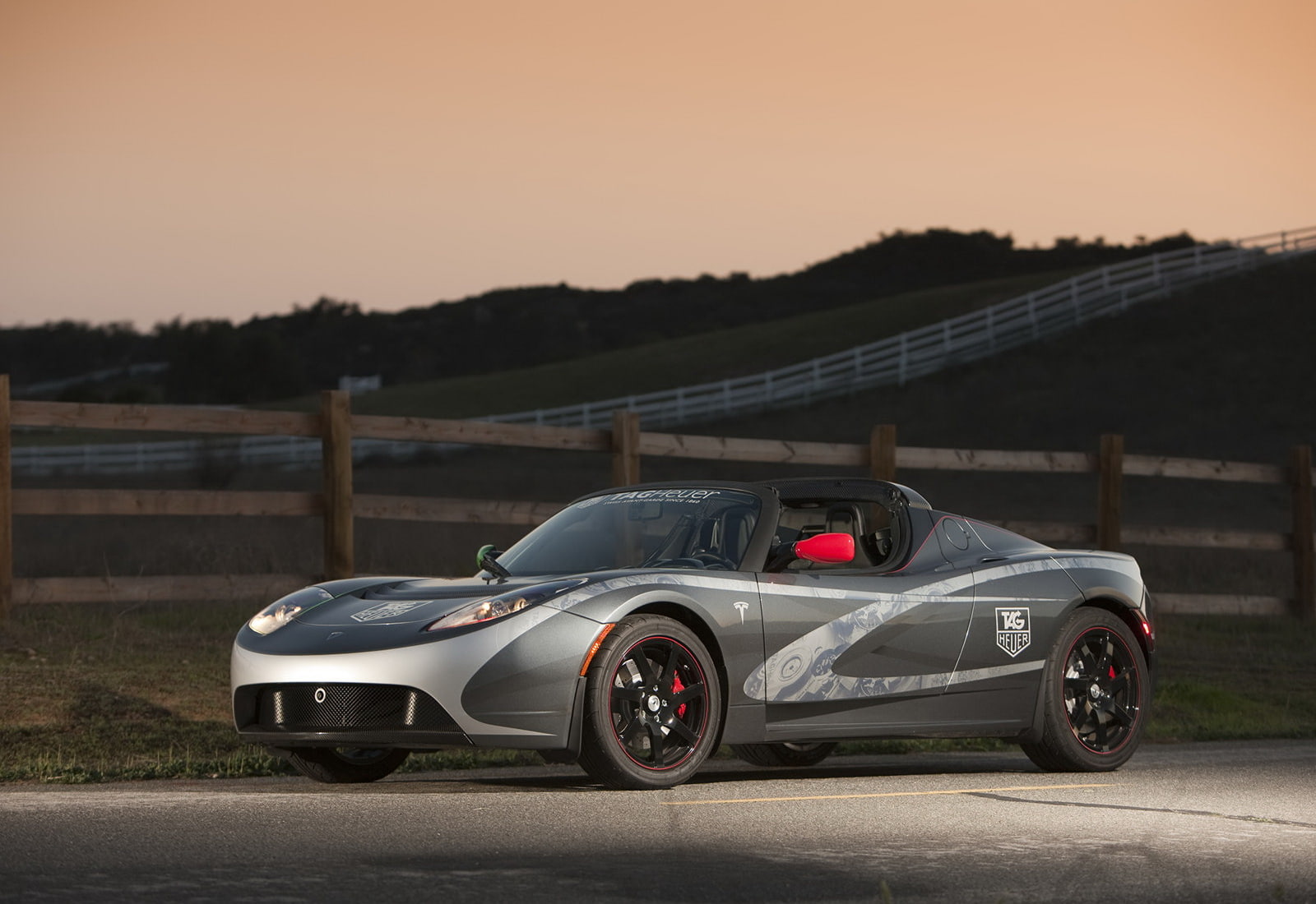 roadster, luxury, (2010), transportation, 720P, land vehicle, sunset, motion, heuer, racecar, professional sport, tesla, speed, car, sport, sports race, HD Wallpaper