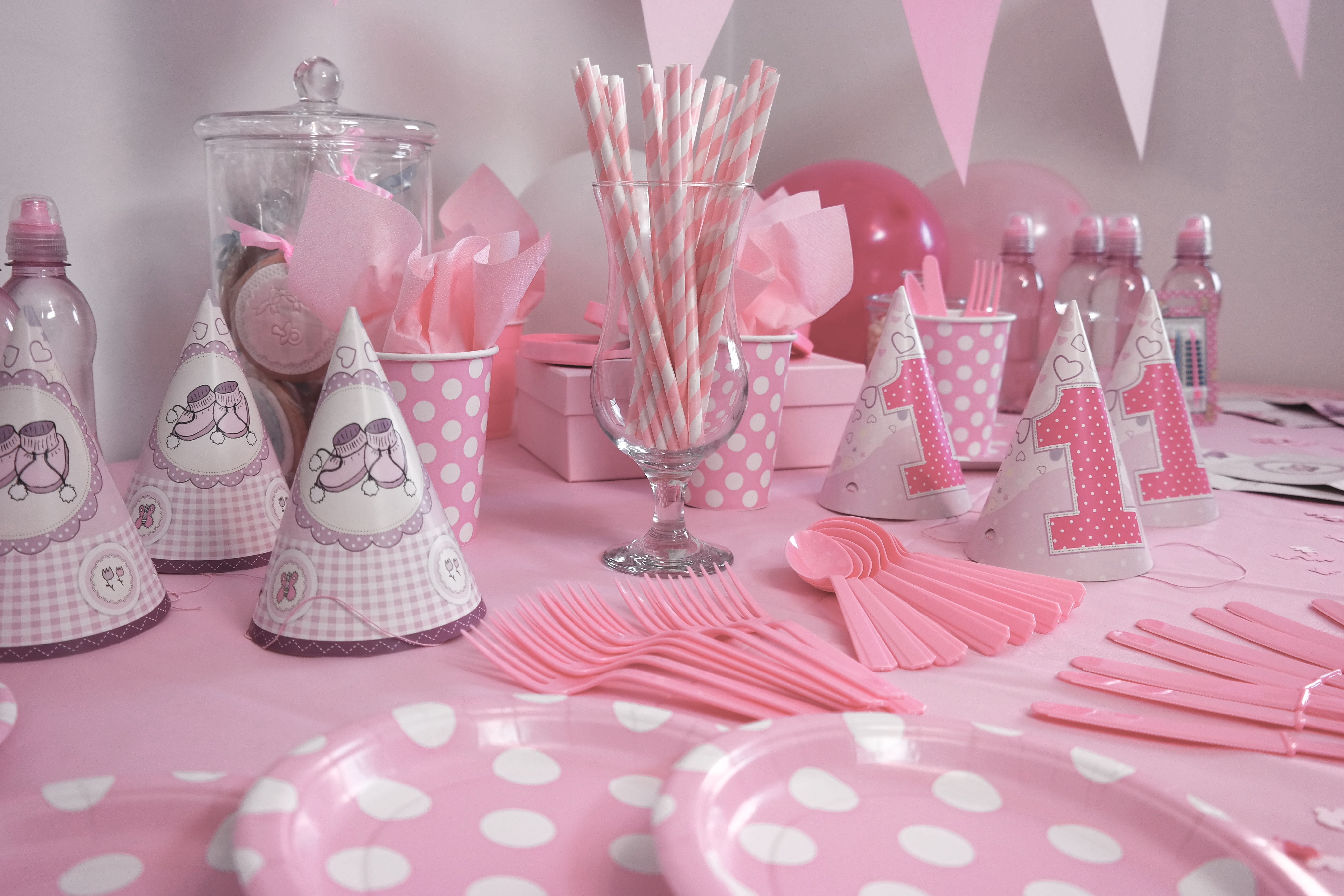 child, preparation of the, food, party - social event, large group of objects, set, setting, white, the adoption of, hat, close-up, pattern, event, pink color, HD Wallpaper