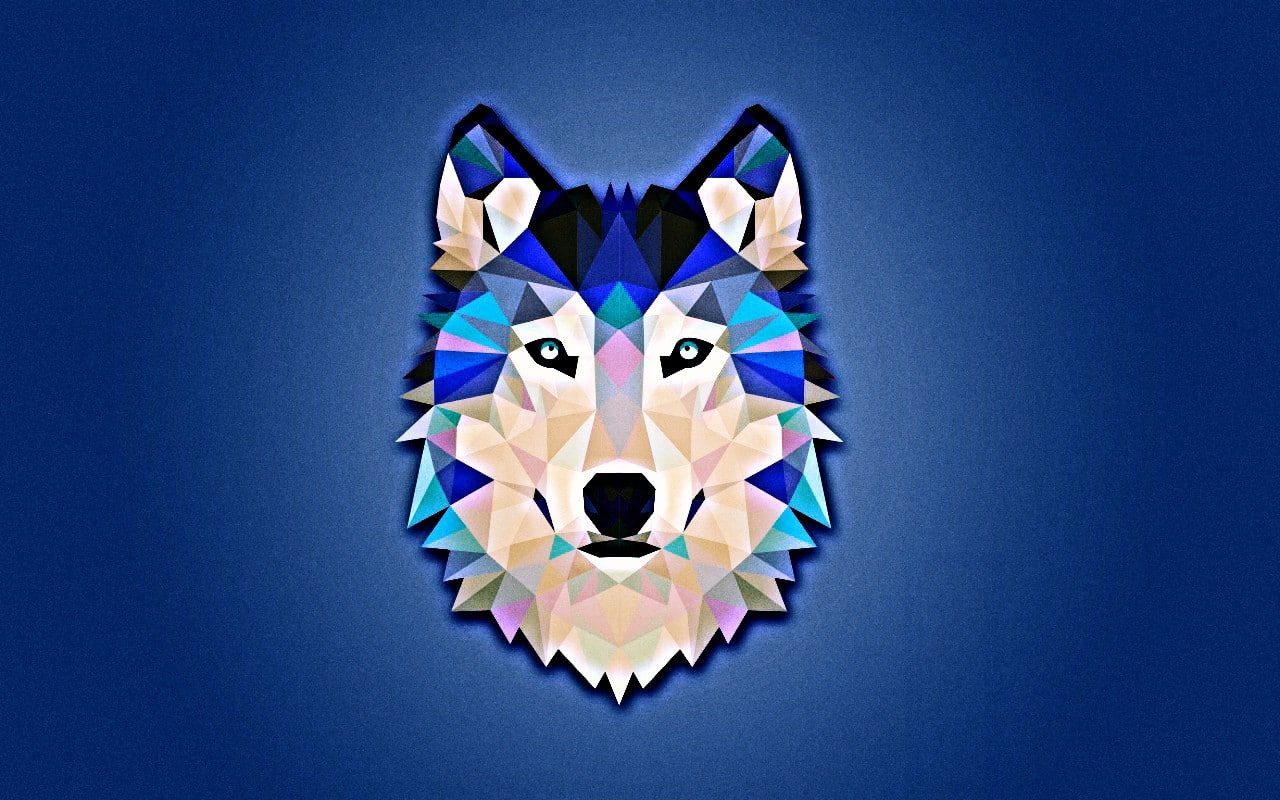 720P, wolf, blue, low poly, minimalism, white, HD Wallpaper