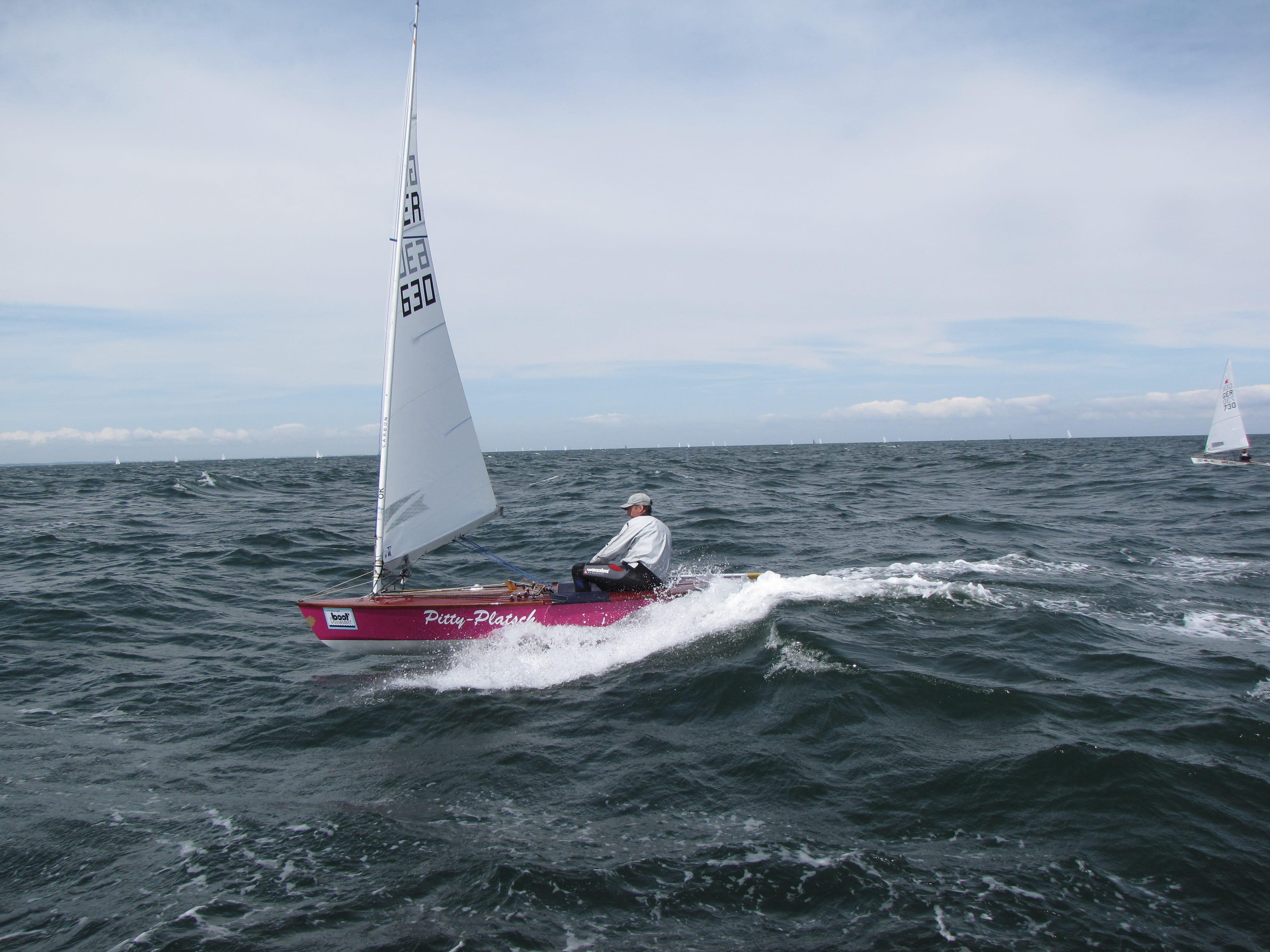 Ok-Dinghy, one person, day, real people, sky, men, sea, horizon, beauty in nature, kiel week, nautical vessel, kiel, sailboat, wave, dinghy, horizon over water, HD Wallpaper