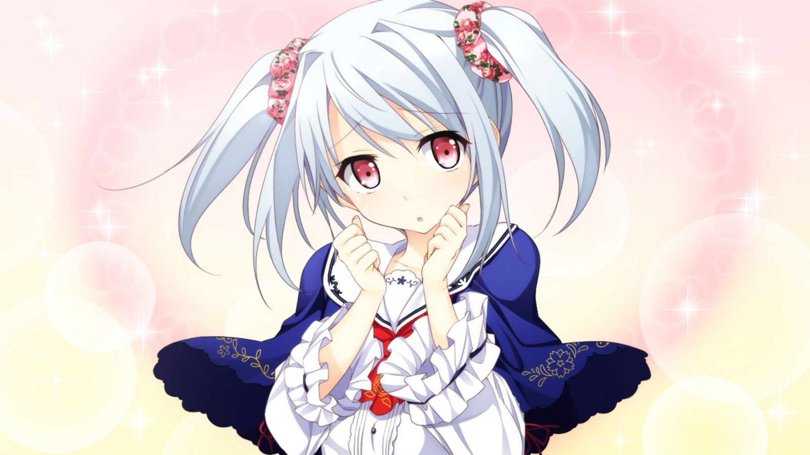white, eyes, game, 720P, oogami, rui, seifuku, twintails, ambitious, mtu, trap, girls, hair, pink, HD Wallpaper