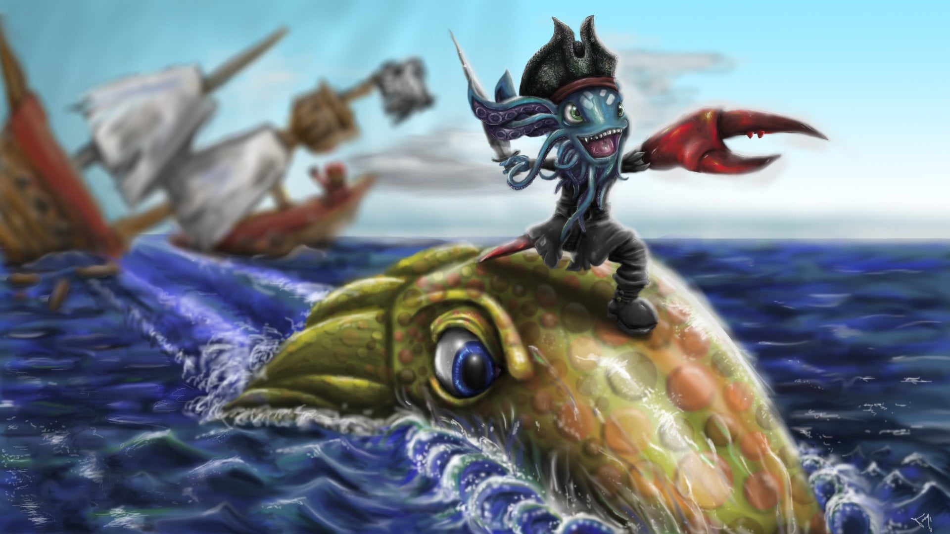 1080P, nature, creativity, day, water, waterfront, animal head, League Of Legends, animals in the wild, floating on water, vertebrate, representation, HD Wallpaper