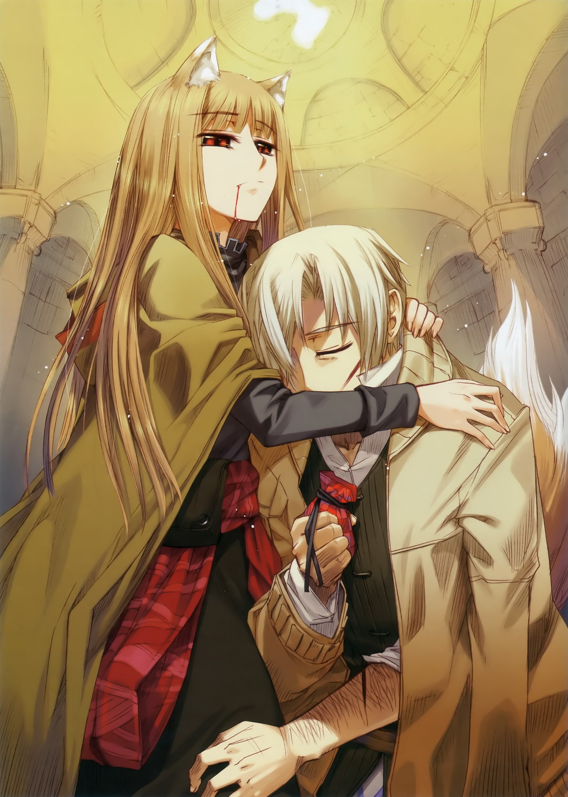 Spice and Wolf, women, anime, Holo, obscured face, disguise, adult, three quarter length, lifestyles, standing, representation, 2K, human representation, Phone HD Wallpaper