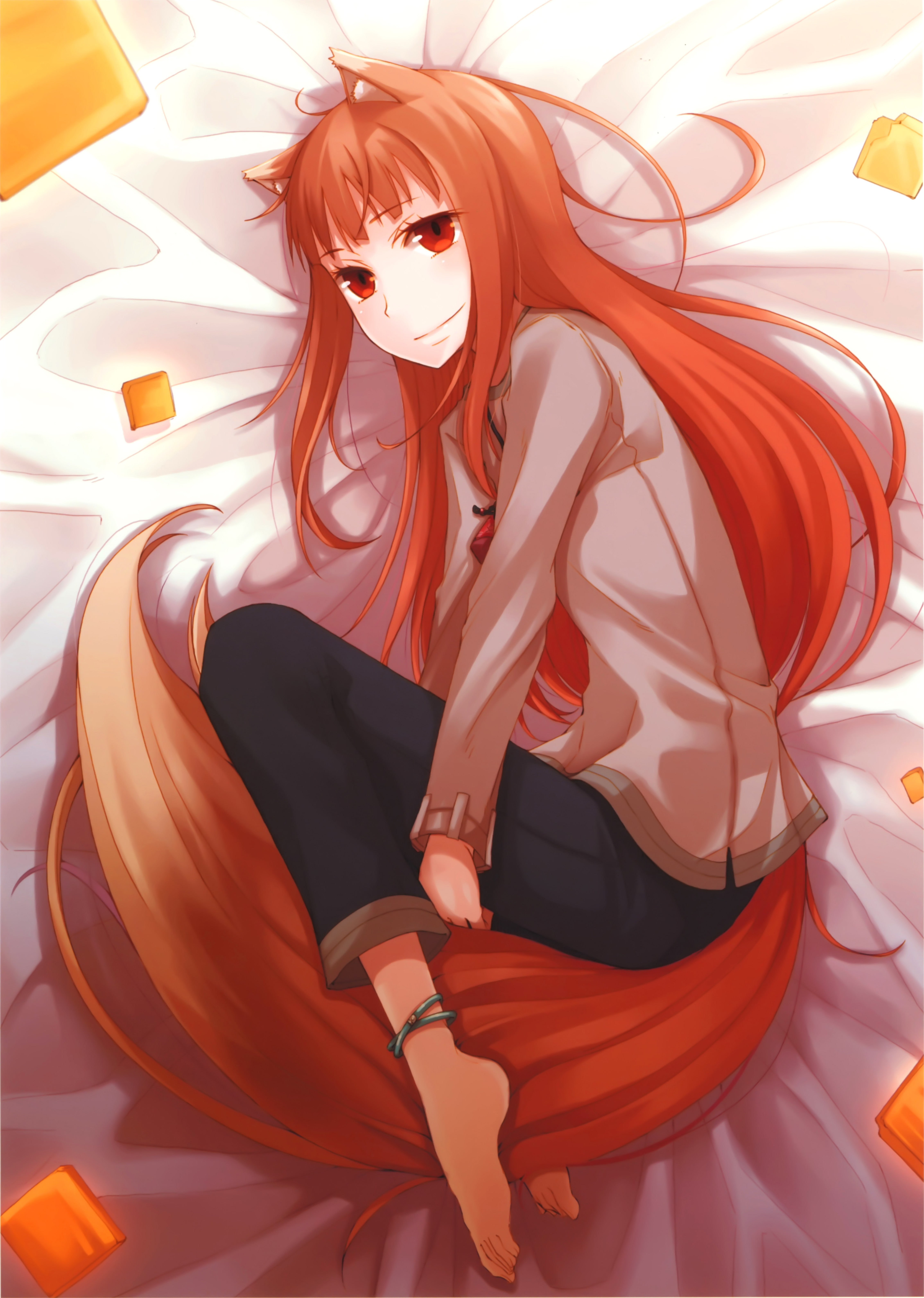 anime girls, Holo, long hair, Spice and Wolf, red eyes, 5K, Phone HD Wallpaper