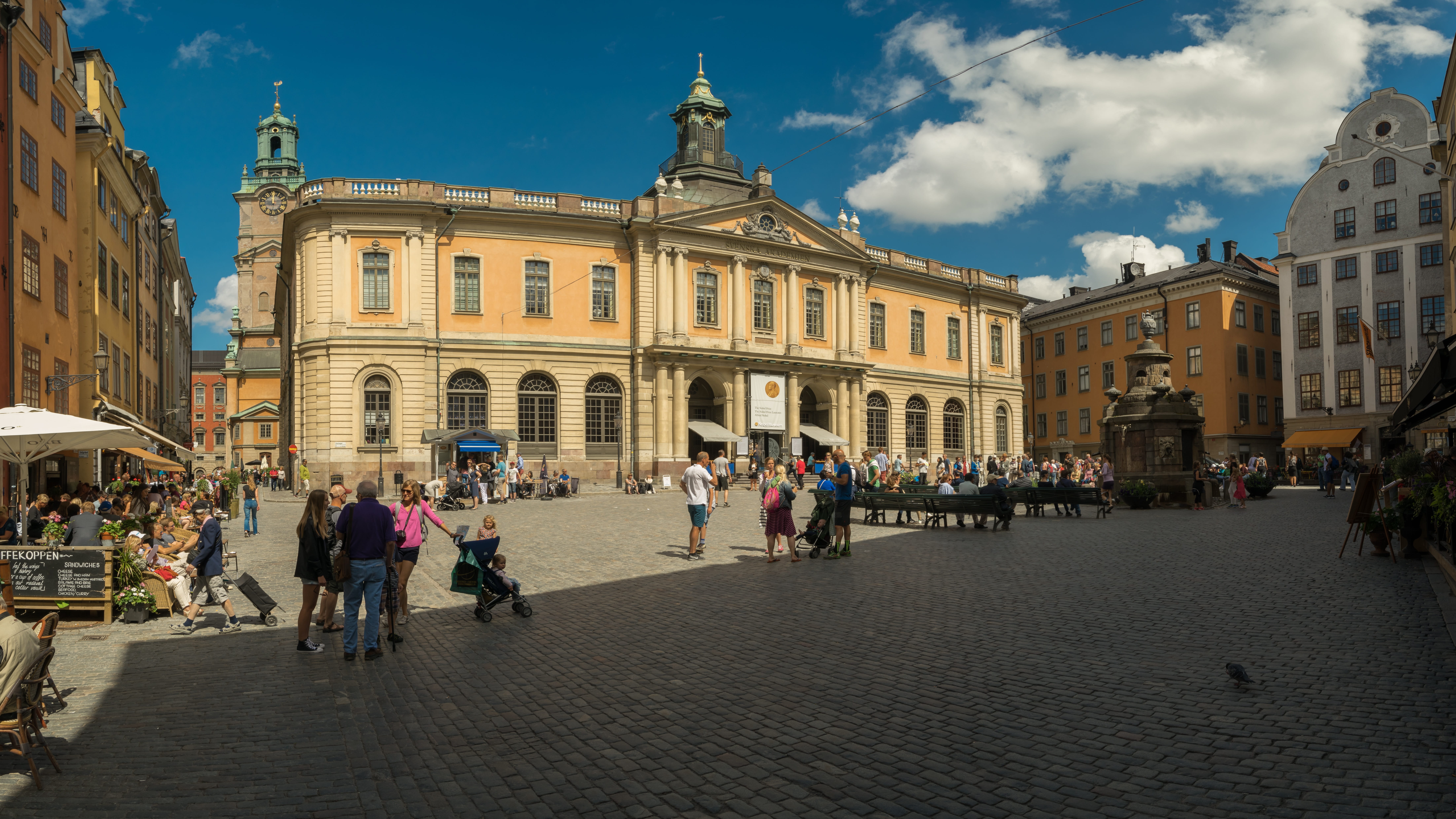 women, group of people, crowd, building exterior, real people, outdoors, day, the nobel museum, fountain, Old Town, architecture, sky, nature, large group of people, HD Wallpaper