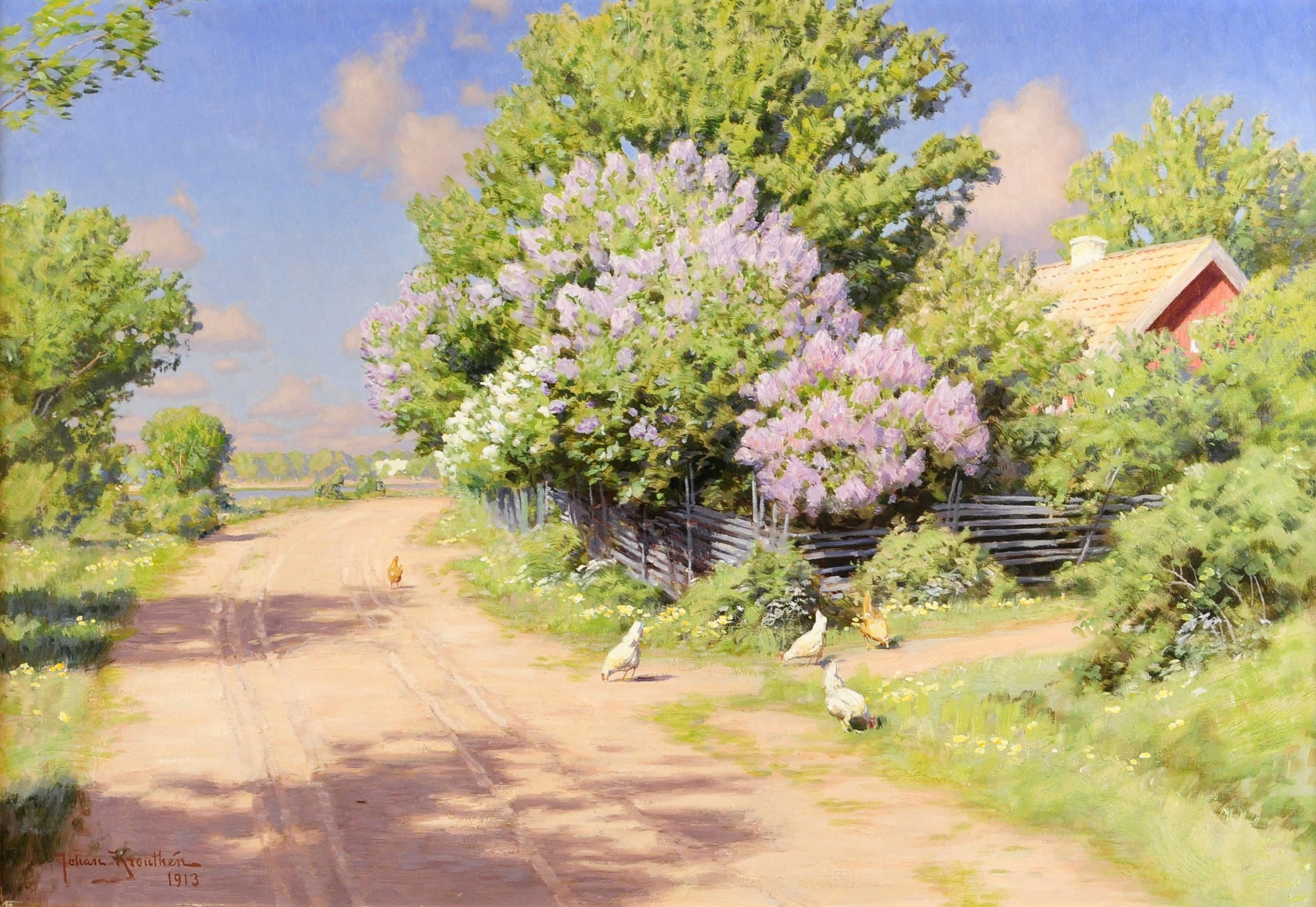 scenics, landscaped, tree, Johan Krouthen, day, plant, park - Man Made Space, tranquility, sky, road, rural Scene, summer, springtime, flowering plant, HD Wallpaper