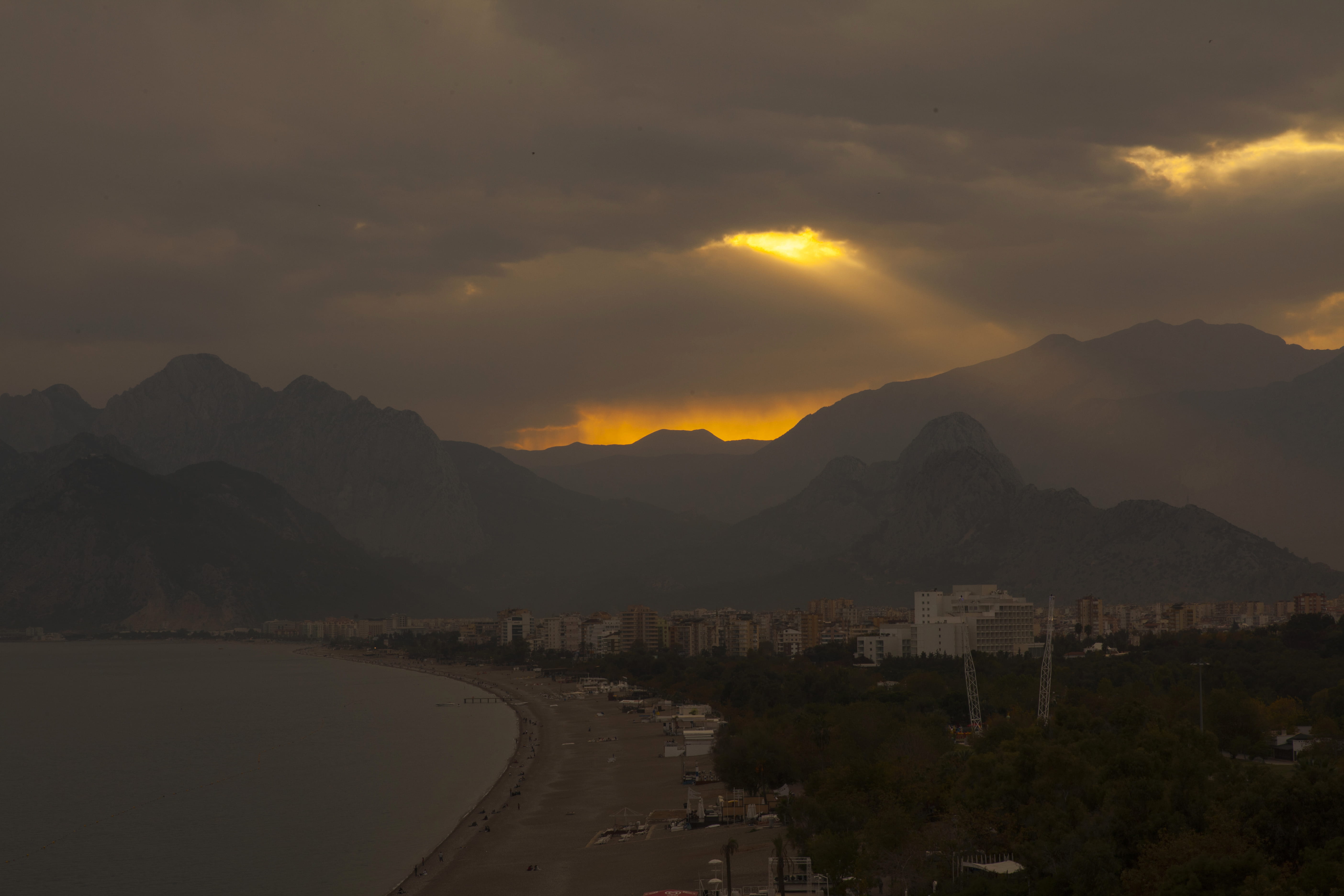 hour, cloud - sky, Antalya, dawn, sunrise, building exterior, sunset, nature, mountain range, turkey, cloudy, scenics - nature, architecture, city, 5K, HD Wallpaper