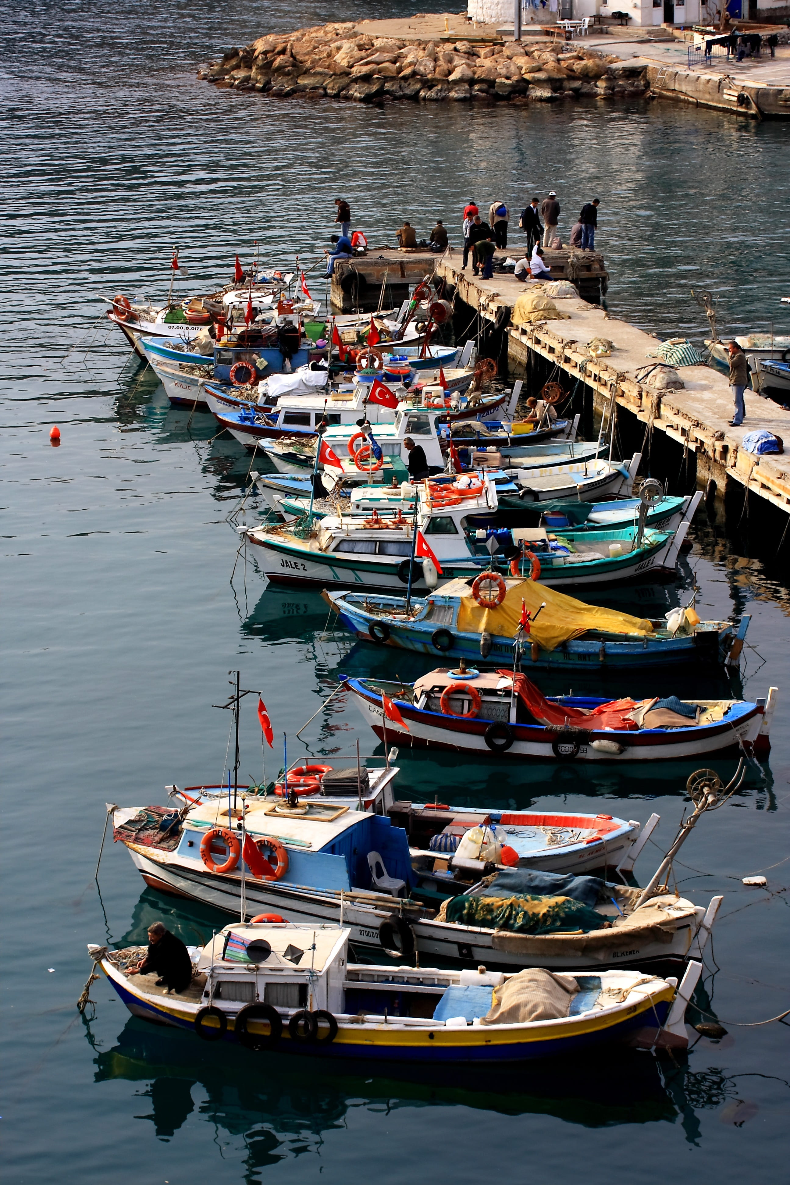 fishing industry, sea, transportation, day, travel destinations, moored, background, Fisherman, coastal, peace, 4K, turkey, group of people, Marine, Boat, Phone HD Wallpaper