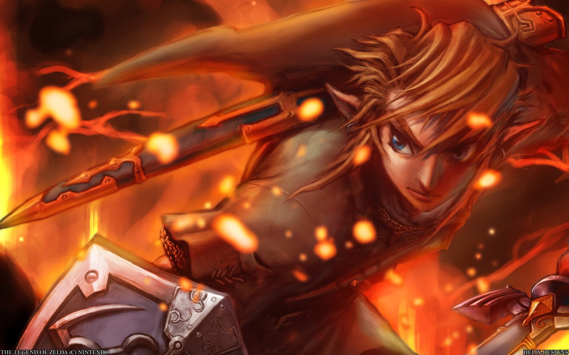 adult, Link, animated, motion, headshot, 1080P, night, one person, illuminated, close-up, indoors, beautiful woman, heat - temperature, Zelda, illustration, HD Wallpaper