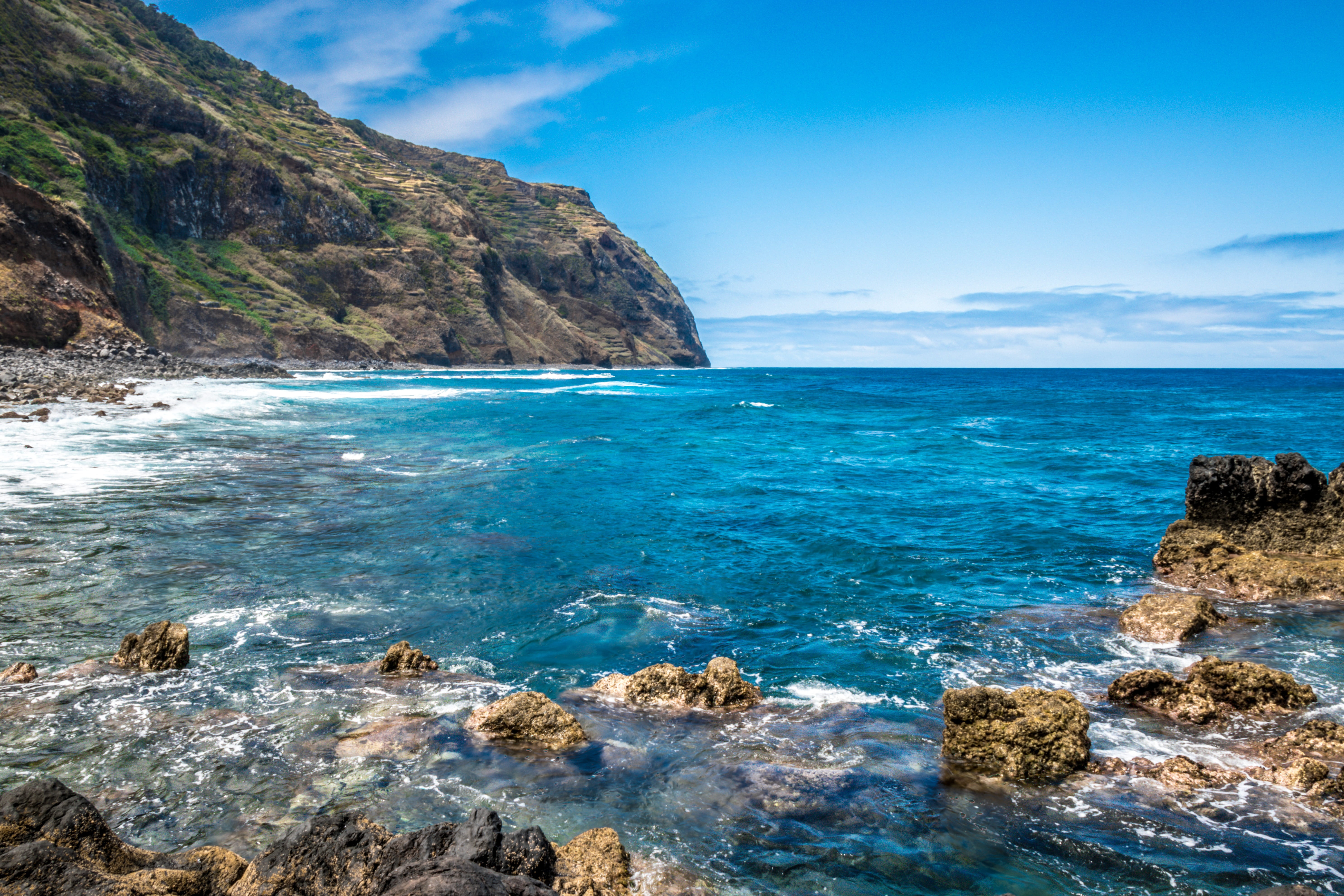 water, rocky coastline, idyllic, sky, solid, island wood, outdoors, mountain, beauty in nature, land, summer, no people, day, scenics - nature, beach, horizon over water, HD Wallpaper