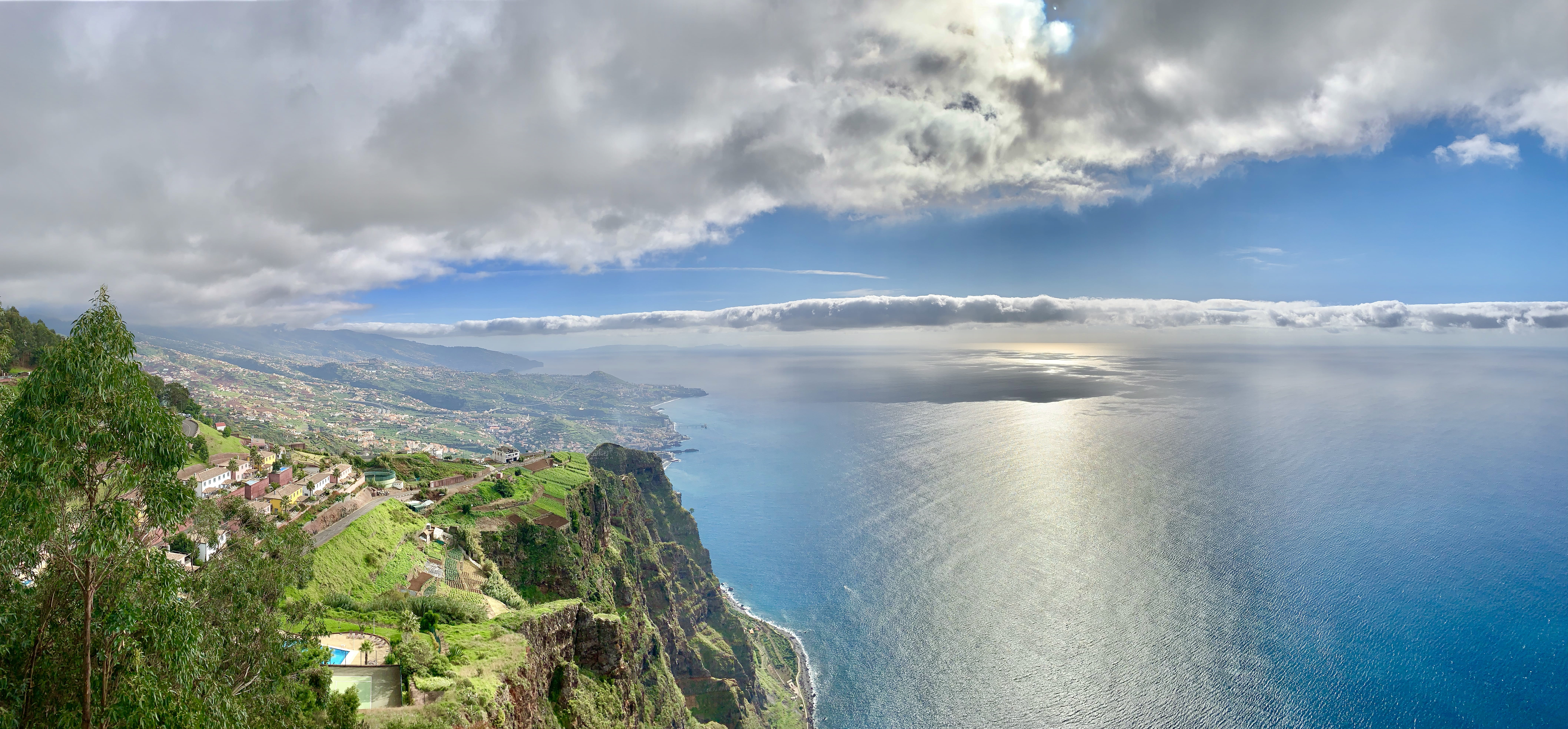 water, sea, 8K, tranquility, miradouro do cabo girão, travel, portugal, scenery, slope, coast, scenics - nature, peninsula, cloud - sky, tranquil scene, HD Wallpaper