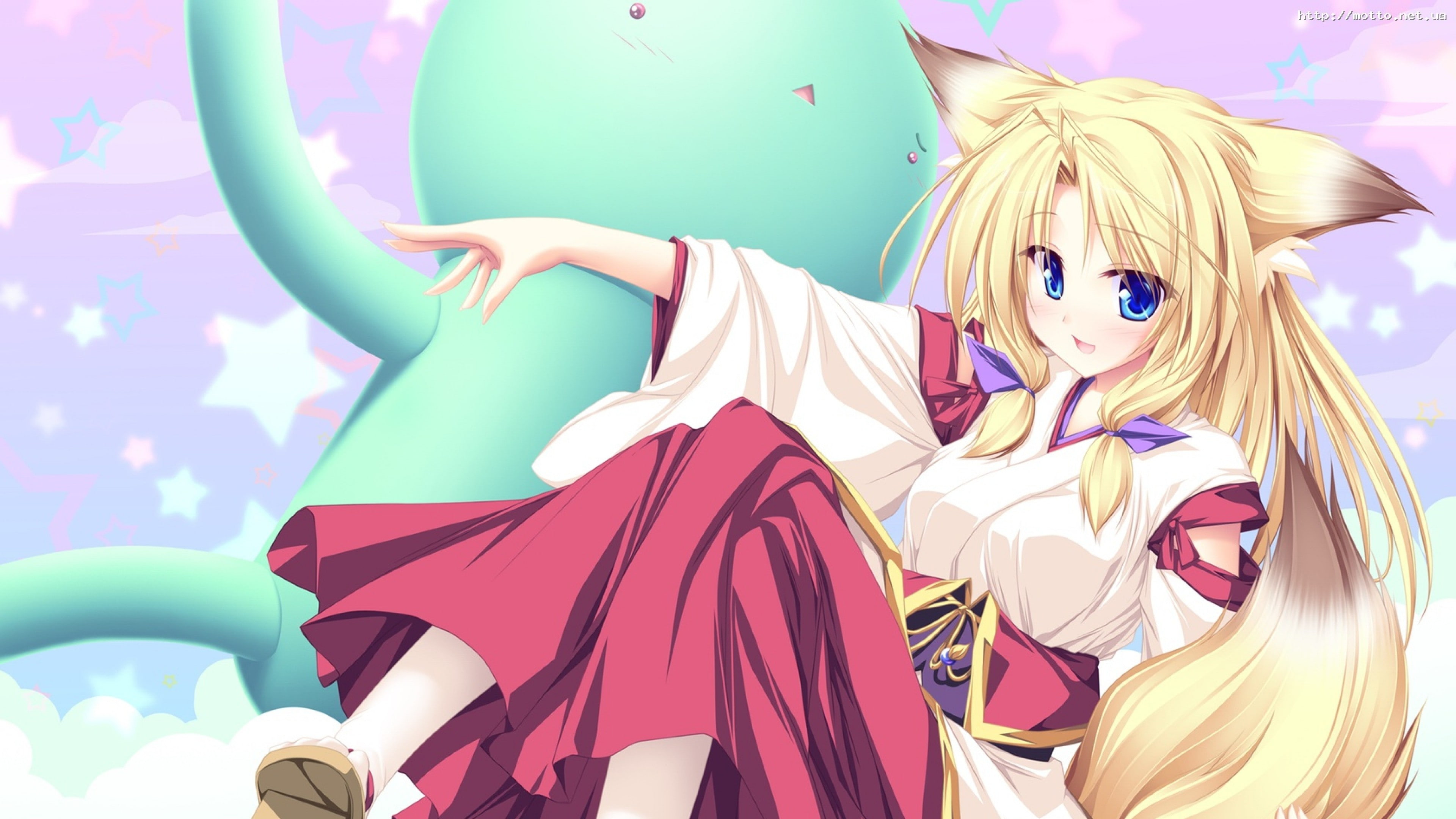 representation, multi colored, sky, fashion, one person, day, close-up, looking at camera, women, blond hair, art and craft, Kamishiro Mutsuki, kimono, HD Wallpaper