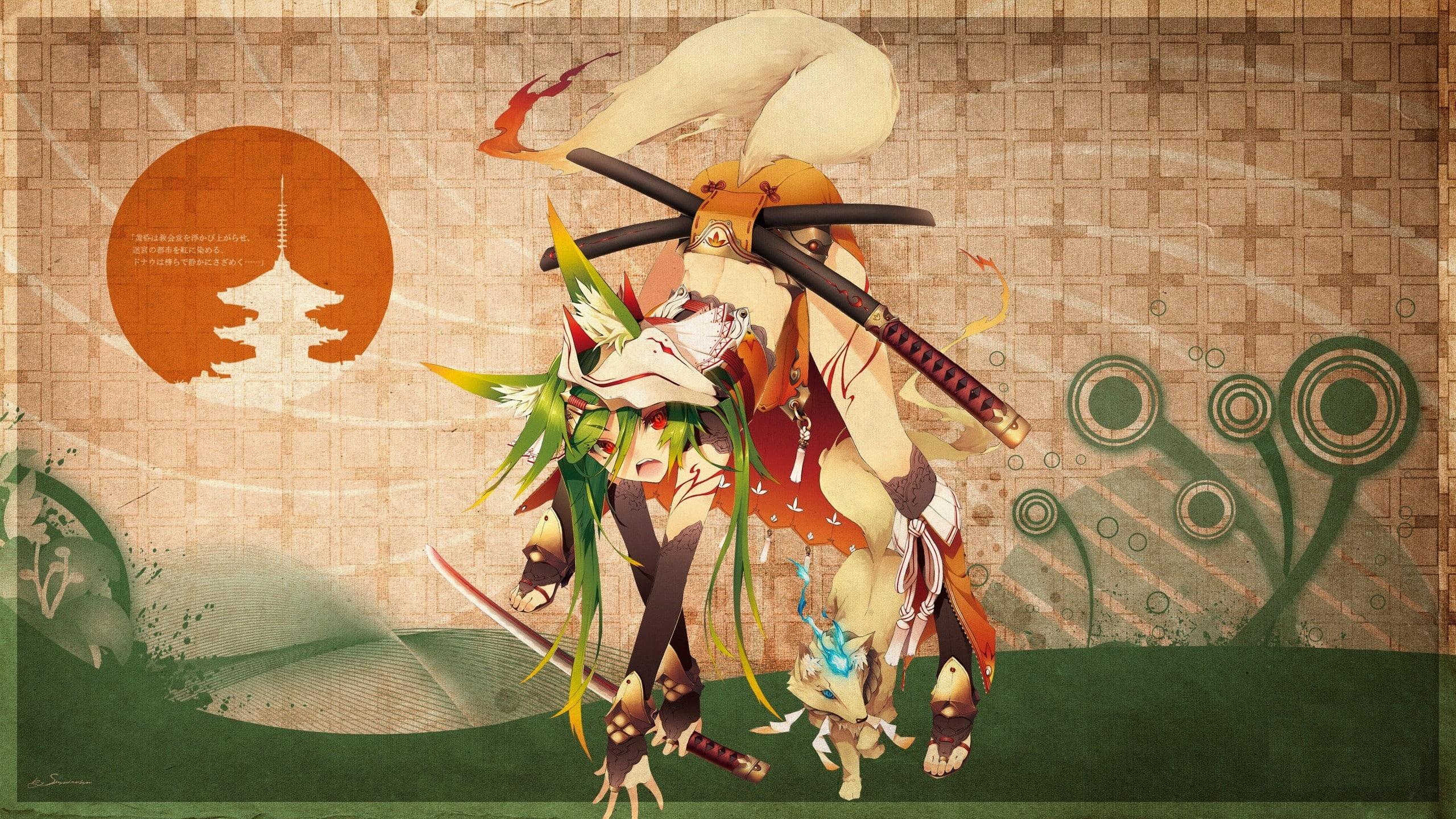kitsunemimi, 2K, anime girls, anime, fox girl, HD Wallpaper