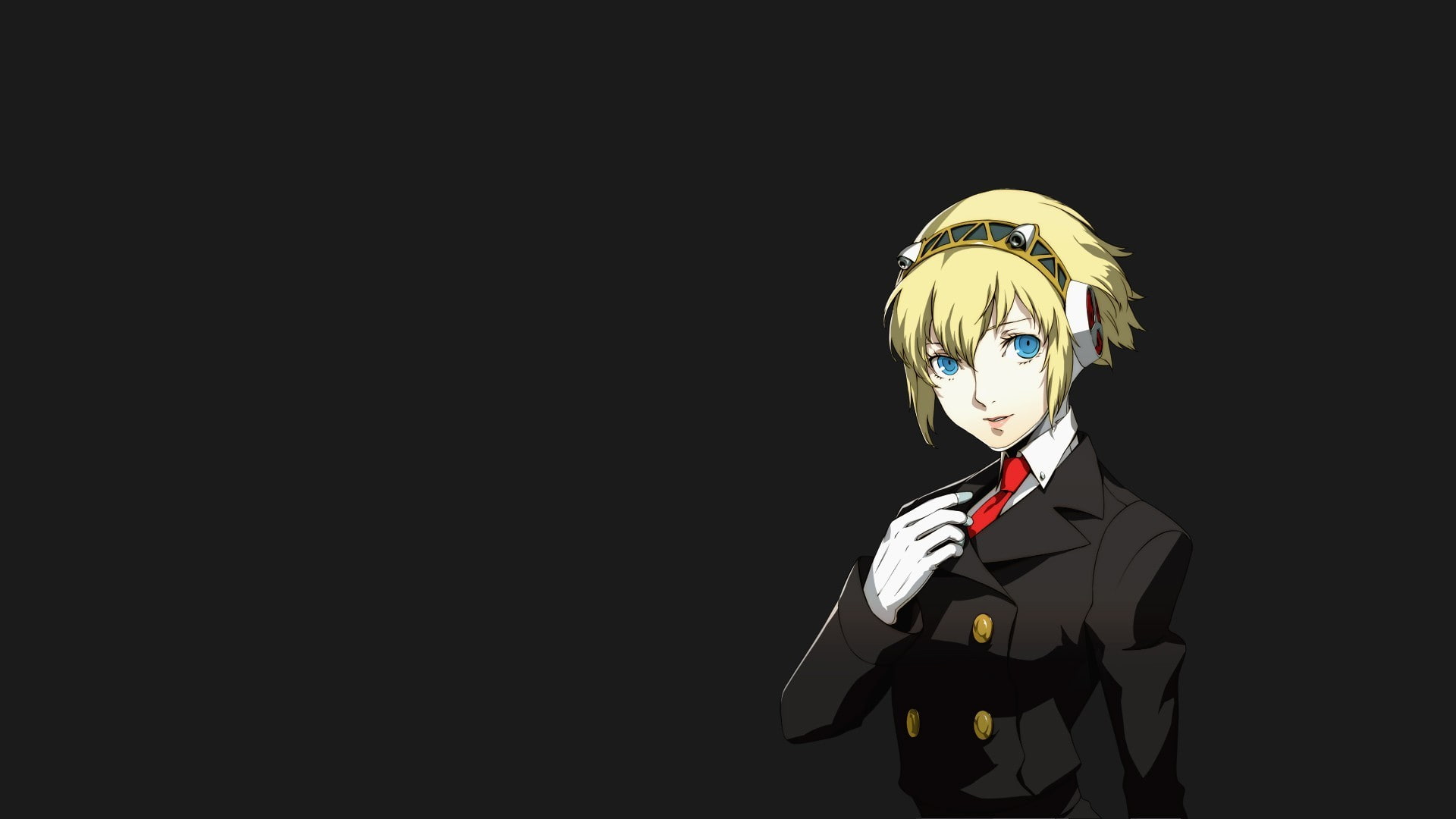 anime girls, Persona 4 Arena, Aigis, 1080P, Persona series, anime, blonde, video games, simple background, tie, HD Wallpaper