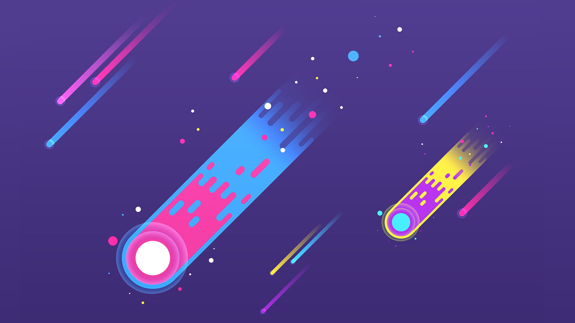 Minimal, Purple, Comet, Violet, Stars, 1080P, Colorful, HD Wallpaper