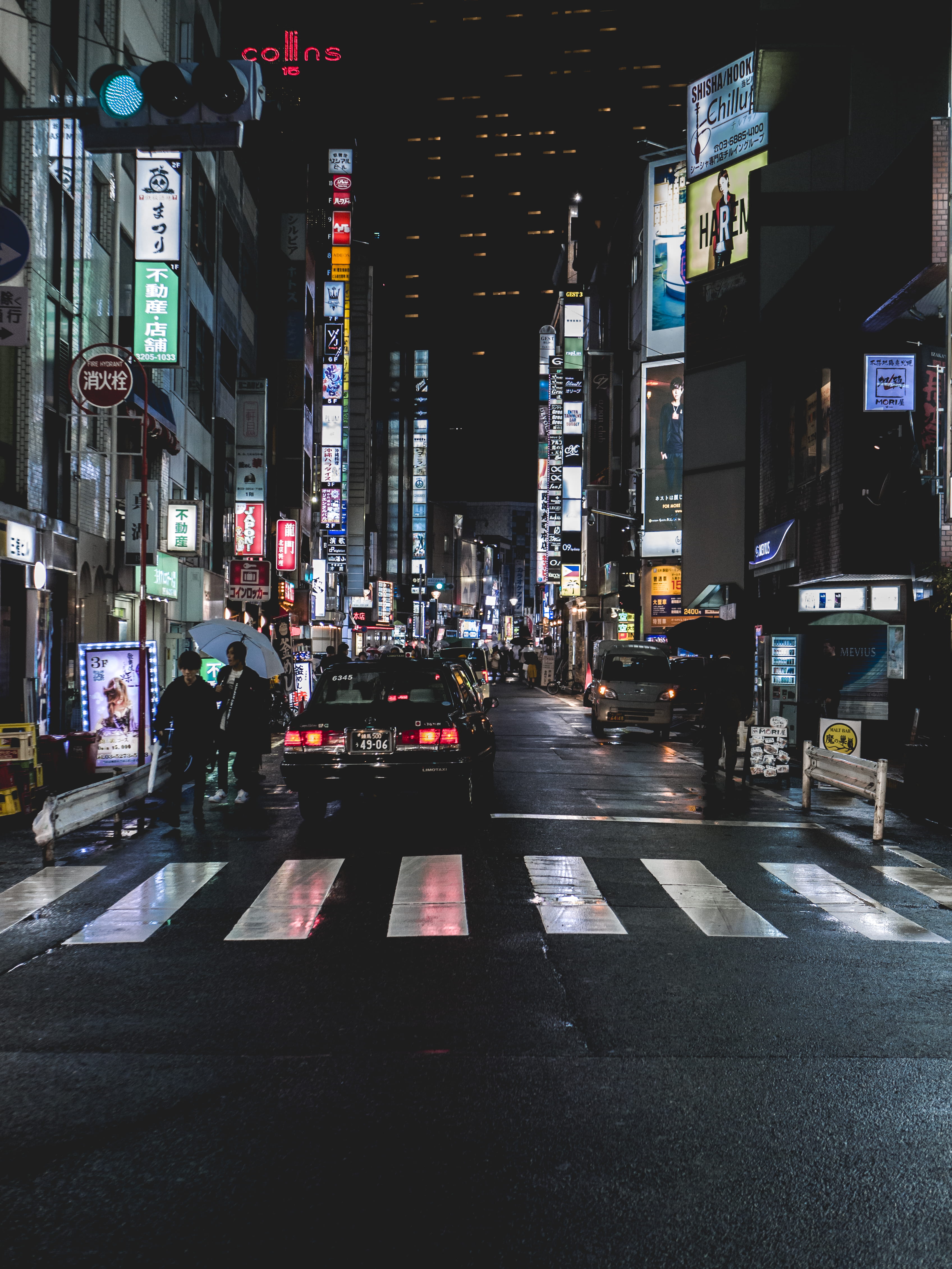 outdoors, road, nighttime, city, city life, sign, metropolis, tarmac, car, building, motor vehicle, asphalt, incidental people, japan, night, 4K, road marking, Phone HD Wallpaper