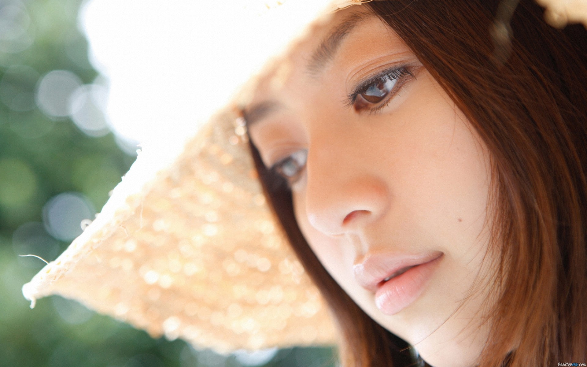 indoors, women, looking, straw hat, beauty, Asian, closeup, human face, young women, beautiful woman, headshot, human body part, contemplation, looking away, HD Wallpaper
