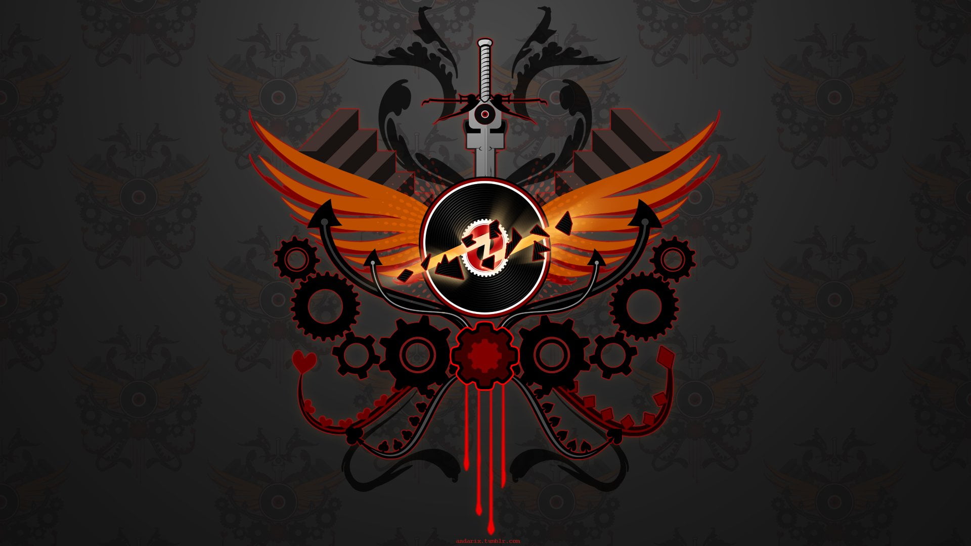 representation, logo, glowing, wings, built structure, Homestuck, orange, decoration, illuminated, ornate, Comics, standing, human representation, no people, HD Wallpaper