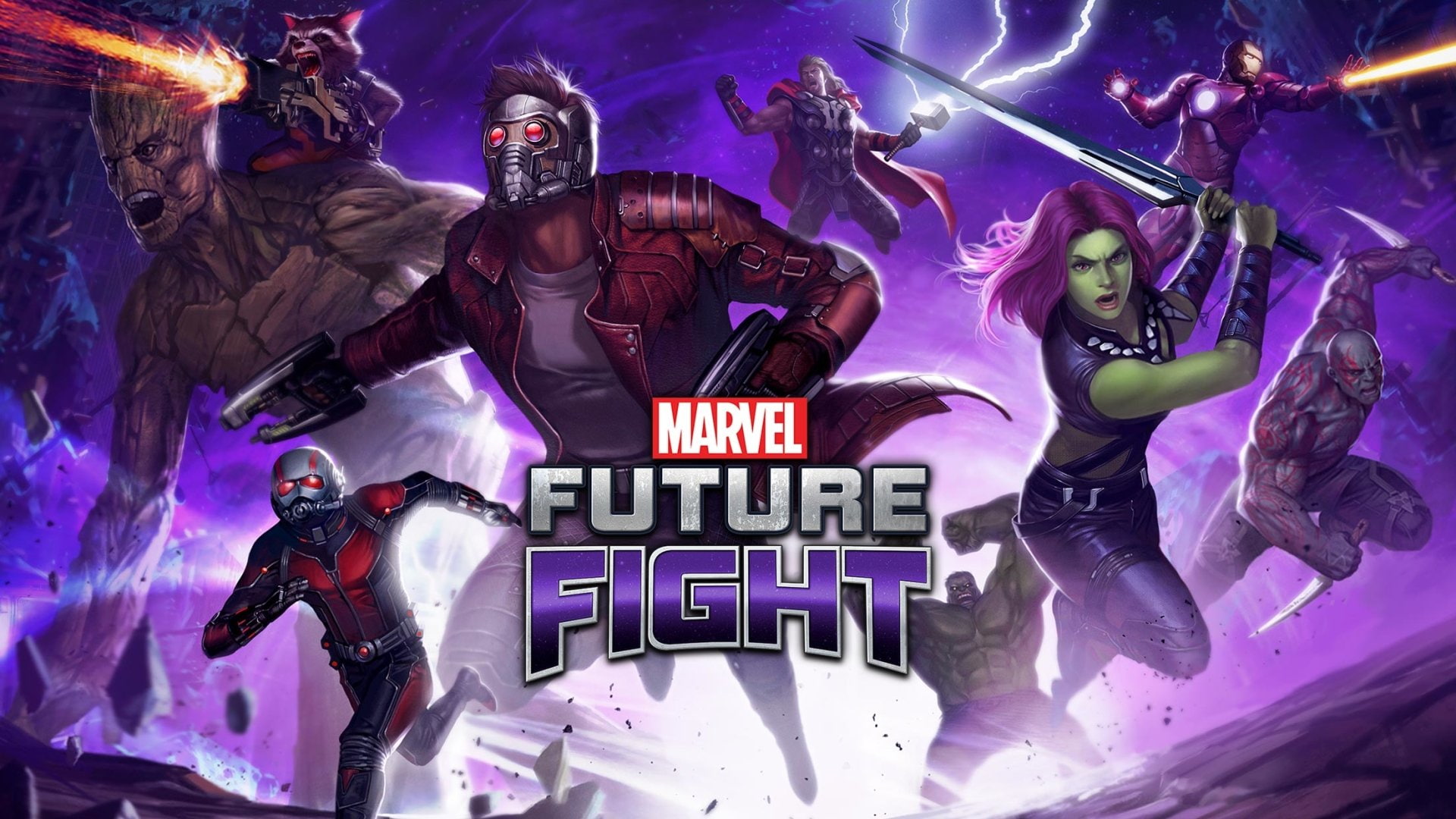 Thor, Iron Man, Gamora, 1080P, Ant-Man, Groot, Drax The Destroyer, MARVEL Future Fight, Star Lord, Rocket Raccoon, Video Game, Hulk, HD Wallpaper