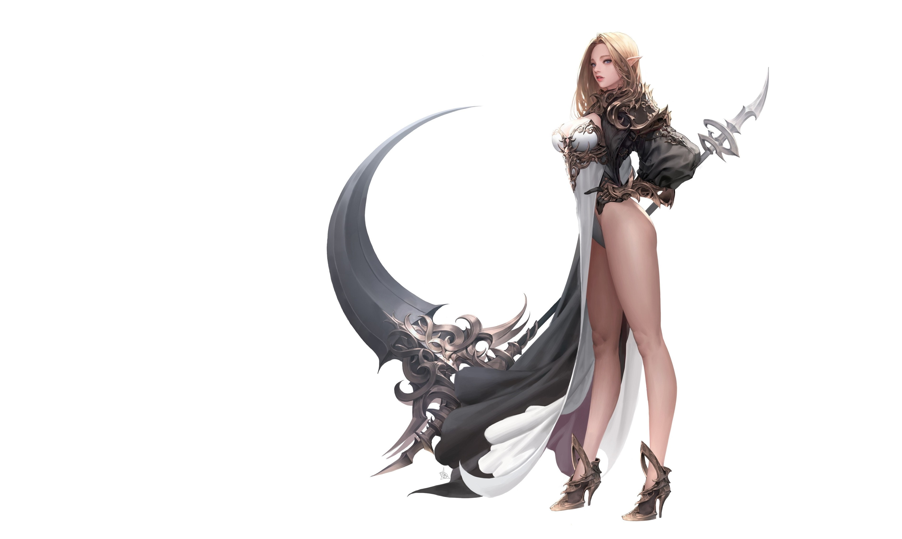 holding, weapon, full length, art, cut out, lifestyles, character, elf, looking at camera, one person, studio shot, girl, hairstyle, young women, the game, HD Wallpaper