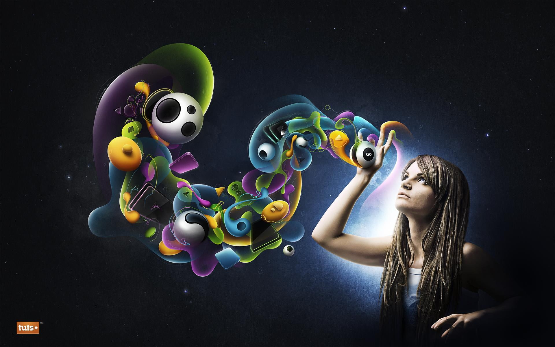 woman, illustation, creative and graphics, 1080P, futuristic, HD Wallpaper