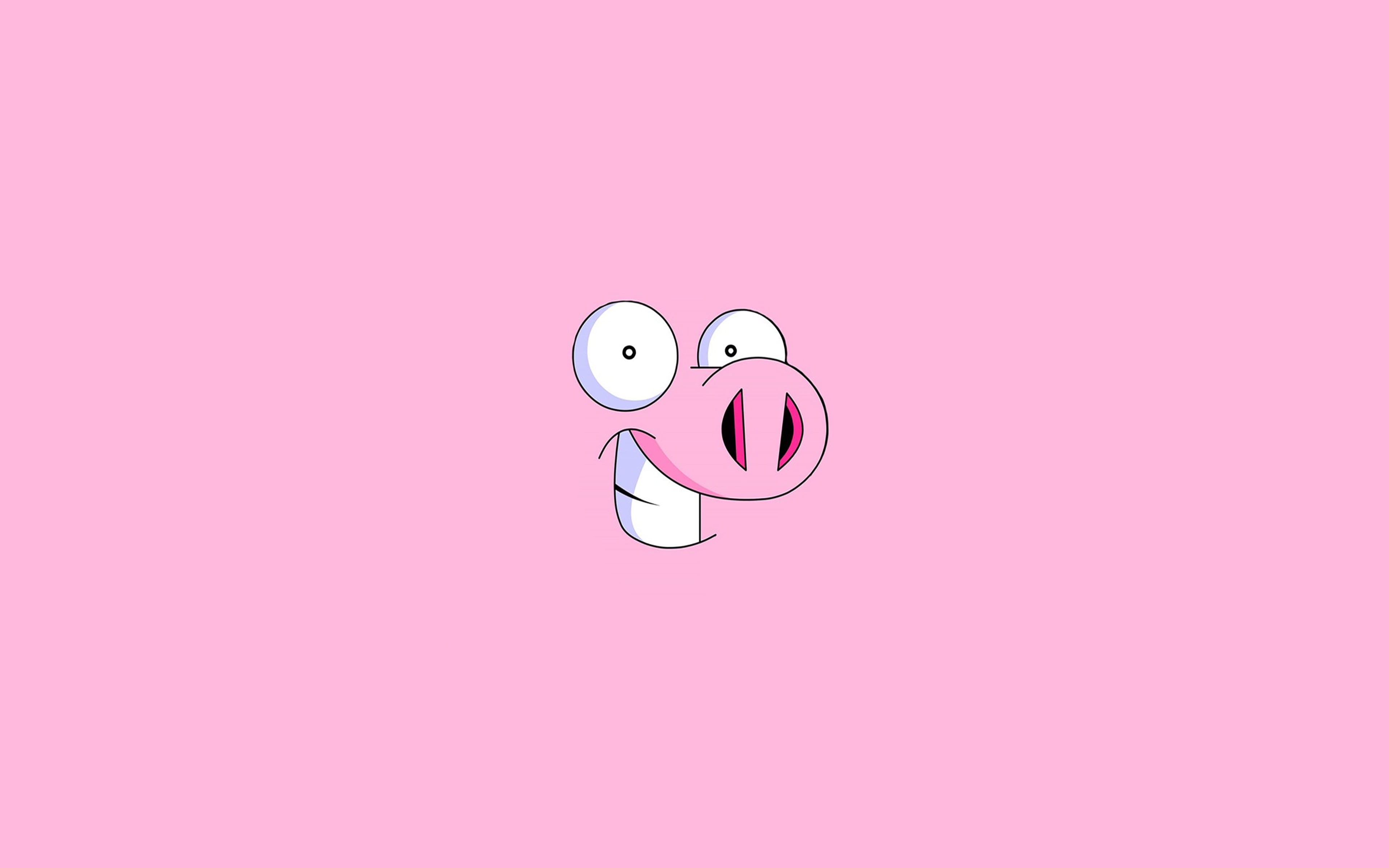 close-up, humor, studio shot, cartoon, fun, art and craft, creativity, illust, anthropomorphic smiley face, 4K, minimal, pig, smiling, purple, copy space, HD Wallpaper
