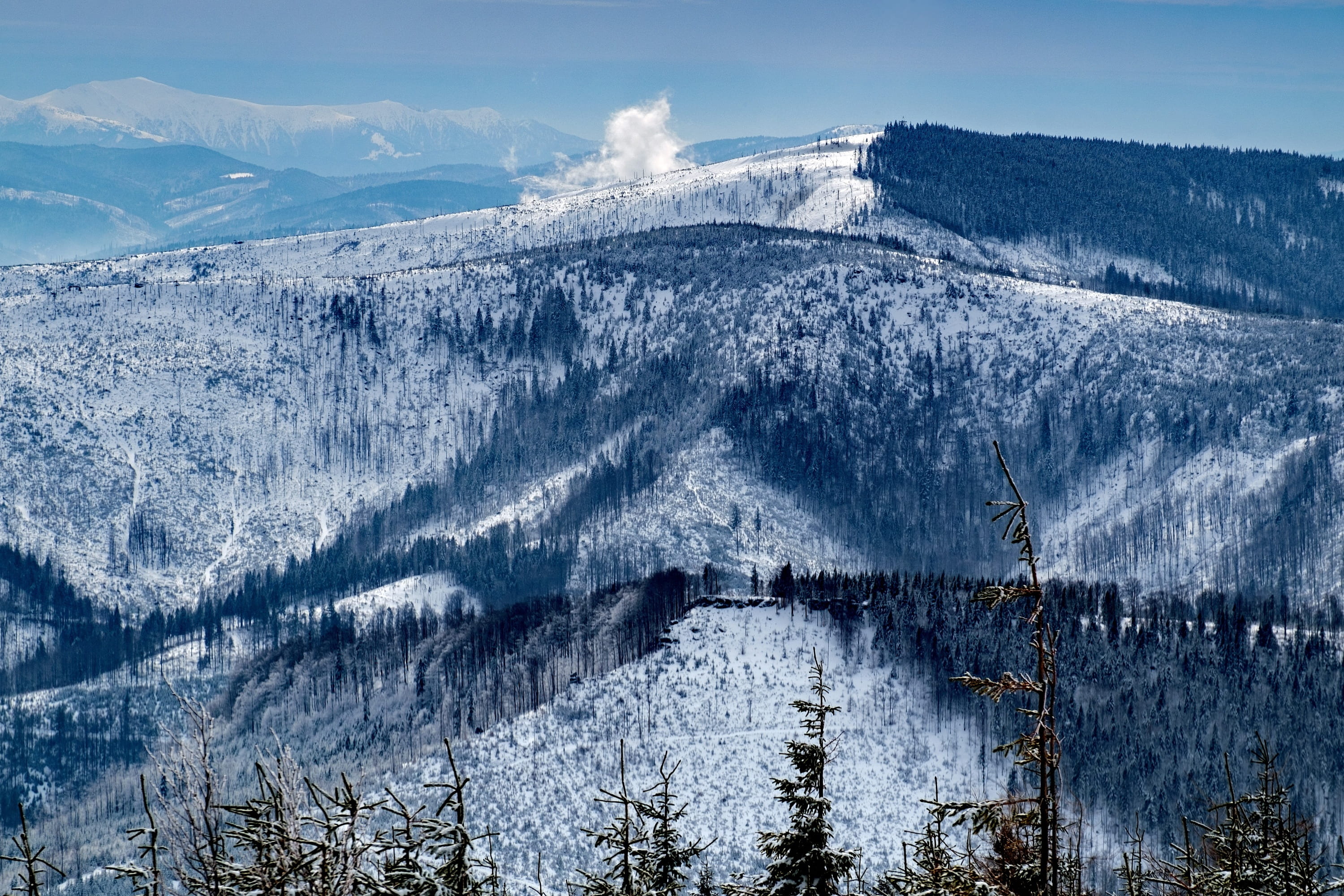 cold, ice, season, beauty in nature, landscape, sky, silesian beskid, snowcapped mountain, szczyrk, frost, frozen, mountain, cold temperature, water, snow, HD Wallpaper