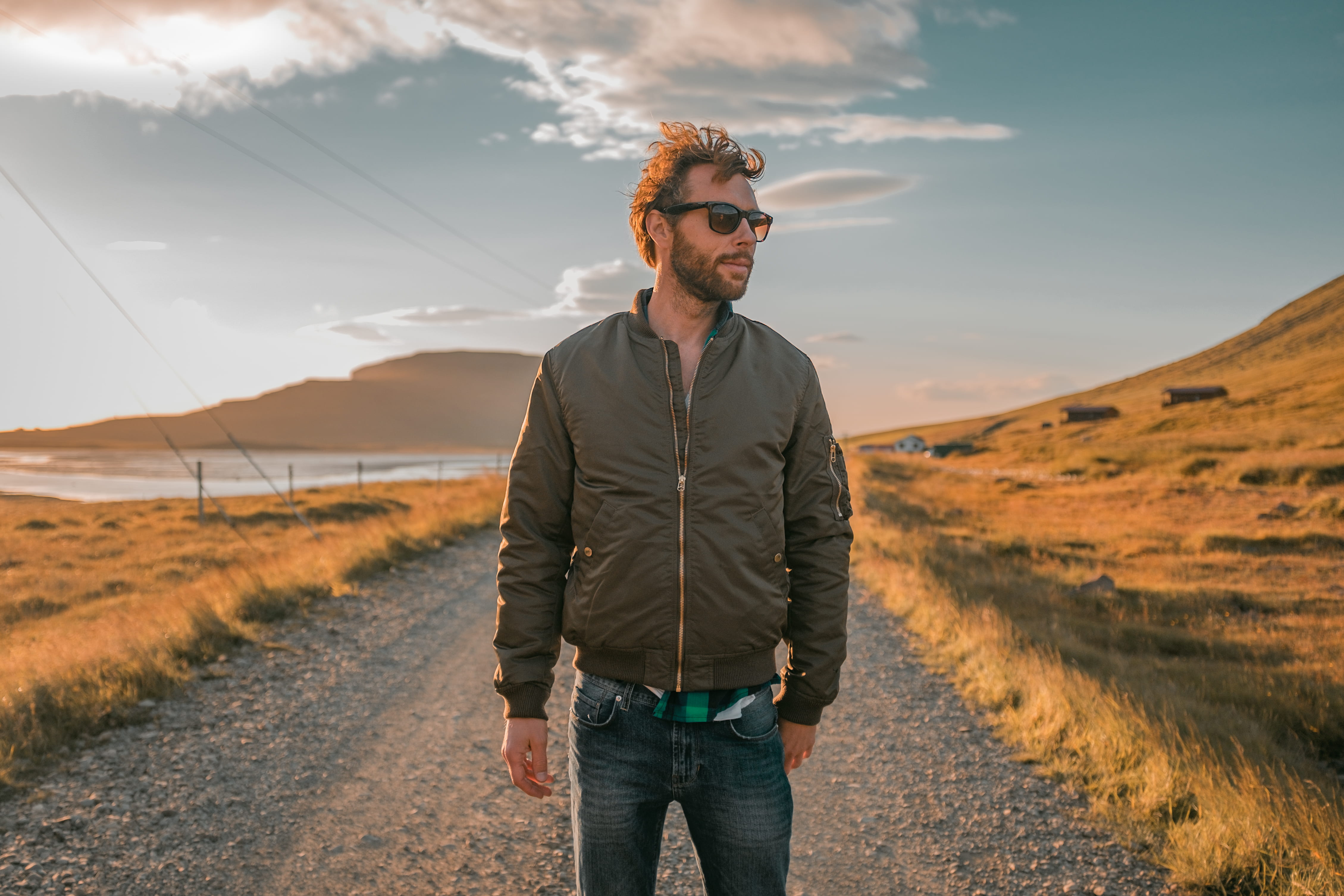 cloud - sky, leisure activity, mountain, path, bright, kirkjufell, near, casual clothing, caucasian, lifestyles, bomber, young men, sunlight, glasses, wearing, HD Wallpaper