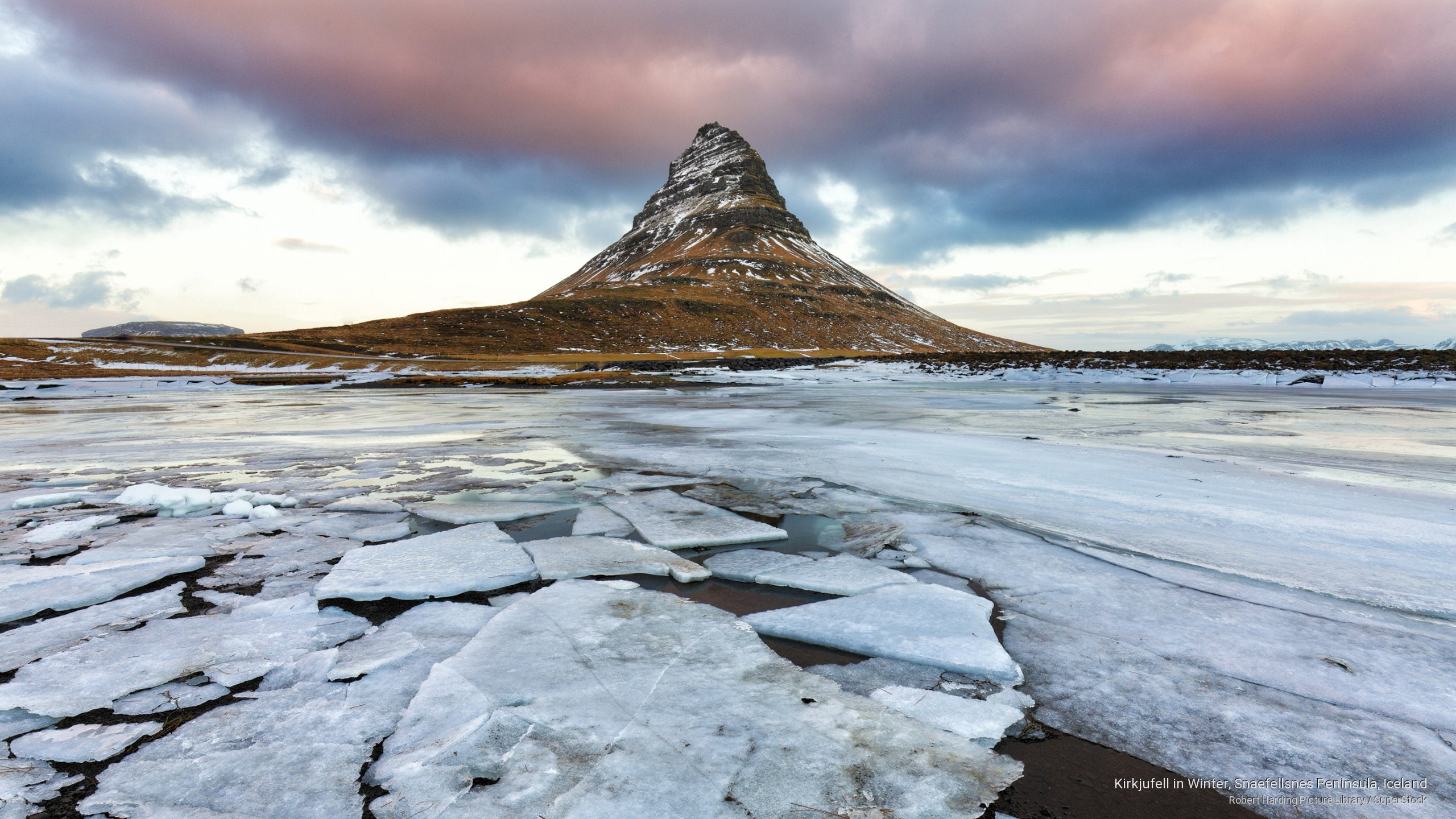 winter, iceland, peninsula, snaefellsnes, Mountains, kirkjufell, 2K, HD Wallpaper
